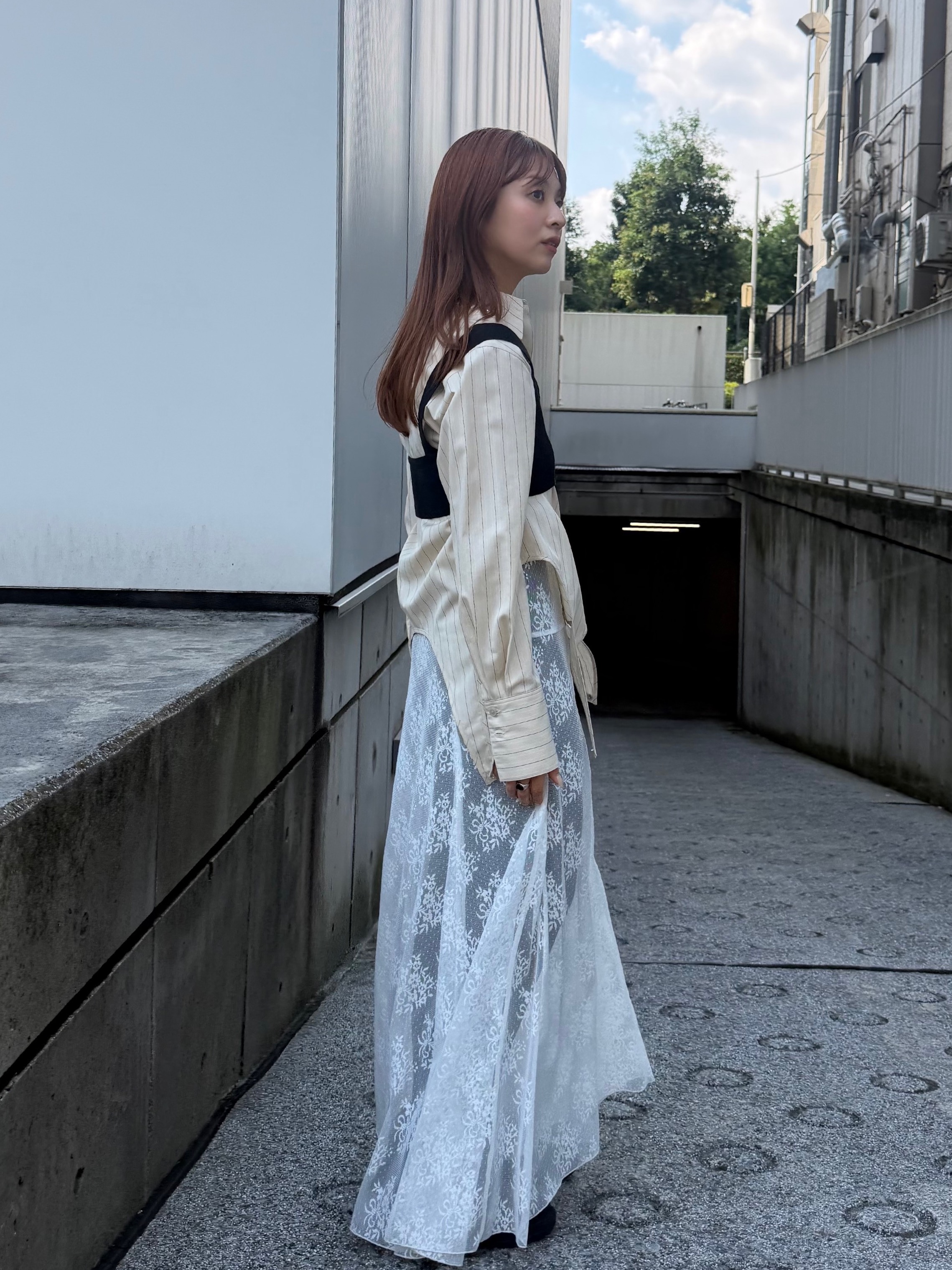 kanamiさんの「CODE A｜flap detail stripe shirt」を使ったコーディネート