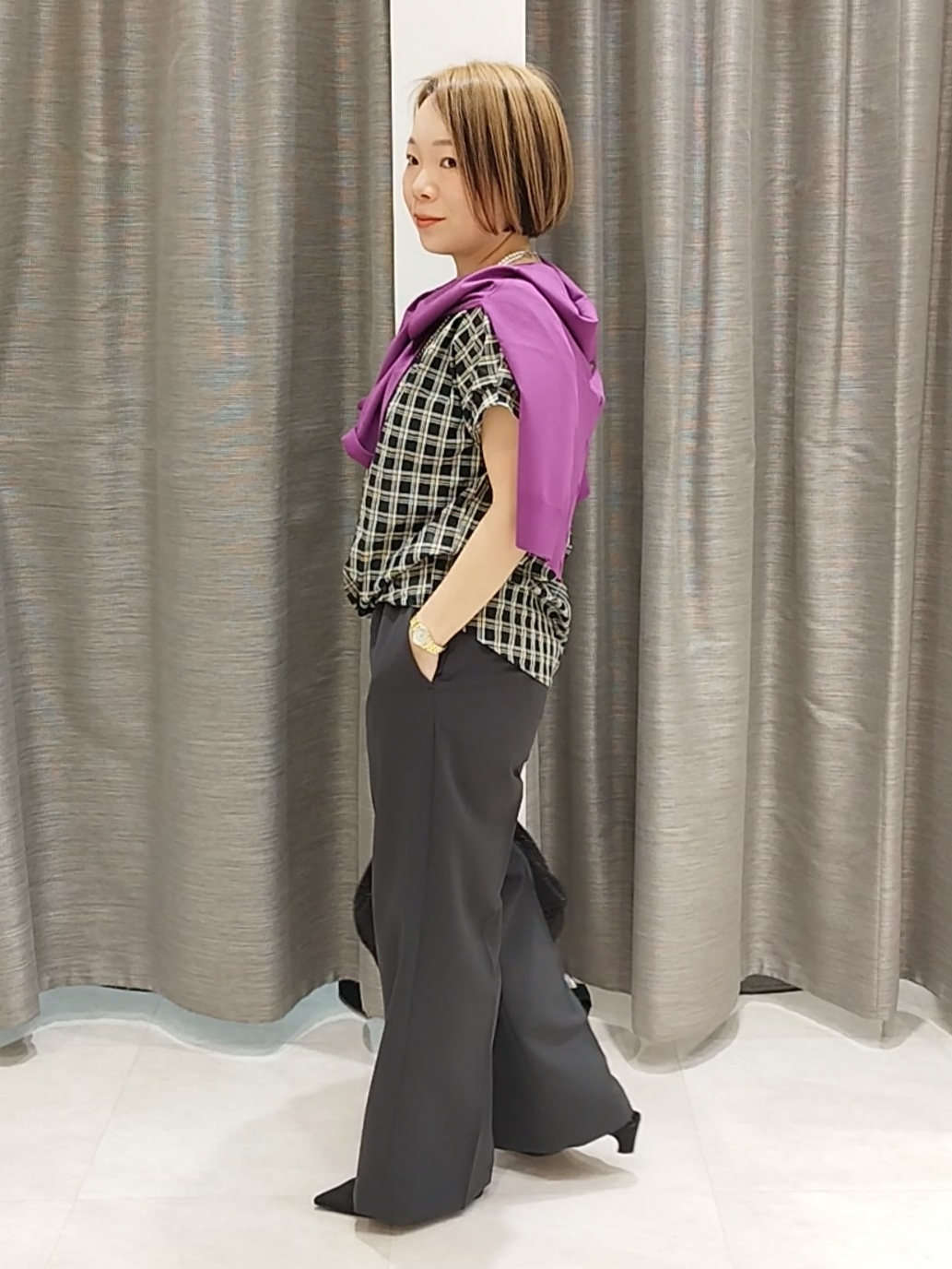 s u g iさんの「UNTITLED｜【アンサンブル可能/秋羽織り】コンパクトニットカーディガン」を使ったコーディネート