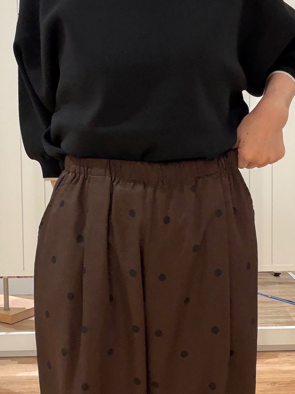 Fujitaさんの「Dessin｜【高レビュー/UVカット/洗濯機OK】6分袖配色ニット」を使ったコーディネート