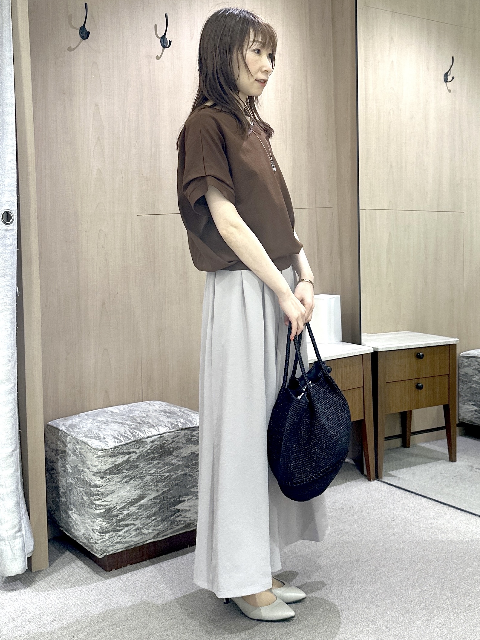 Miwaさんの「UNTITLED｜【肌に張りつきにくい/前後2WAY】ドライタッチコットンプルオーバー」を使ったコーディネート