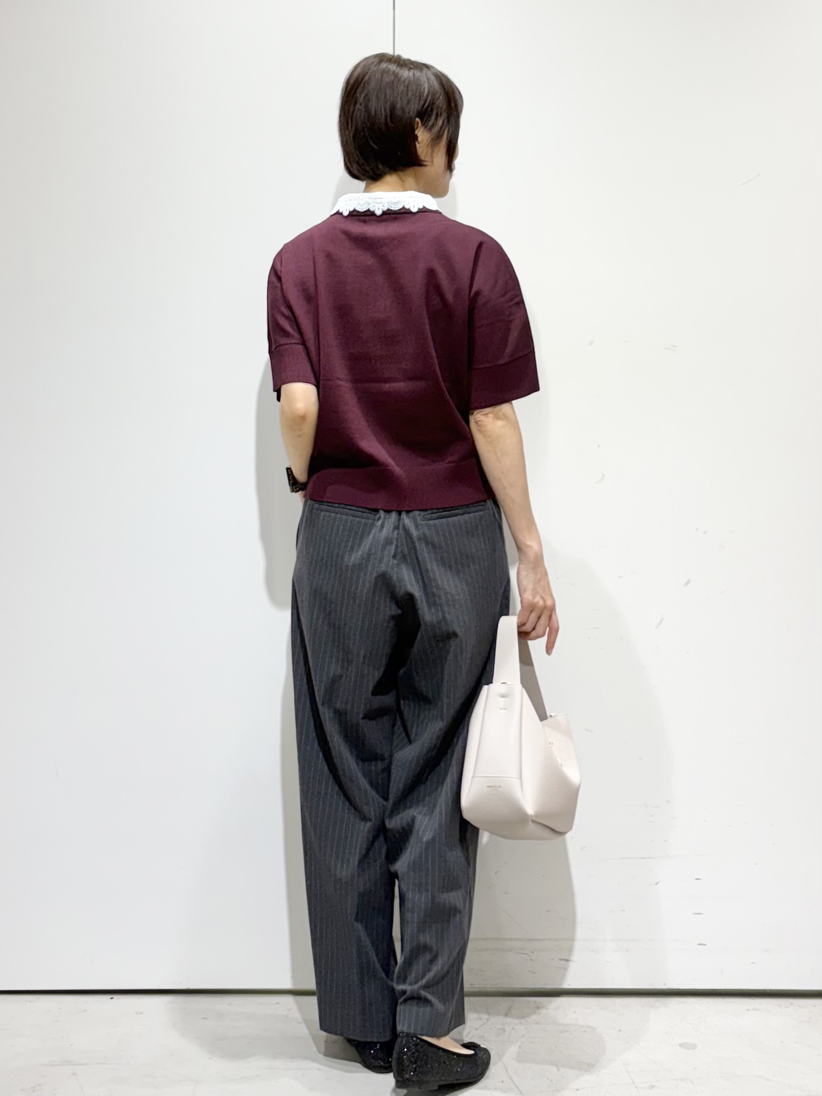 Jさんの「OPAQUE.CLIP｜【森絵梨佳さん着用】2WAY衿ドッキングニット《洗濯機OK》」を使ったコーディネート