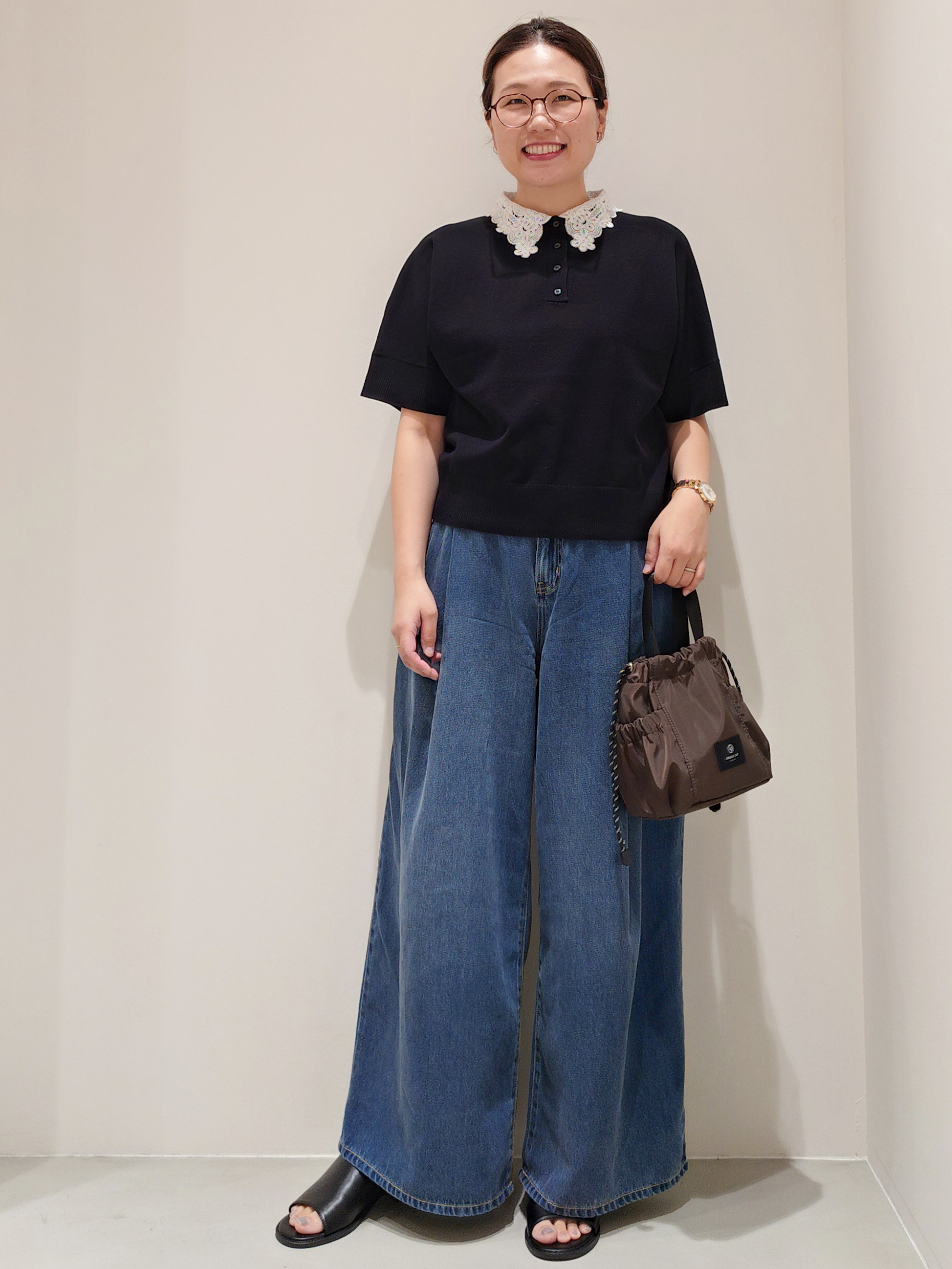 minamiさんの「OPAQUE.CLIP｜2WAY衿ドッキングニット《洗濯機OK》」を使ったコーディネート