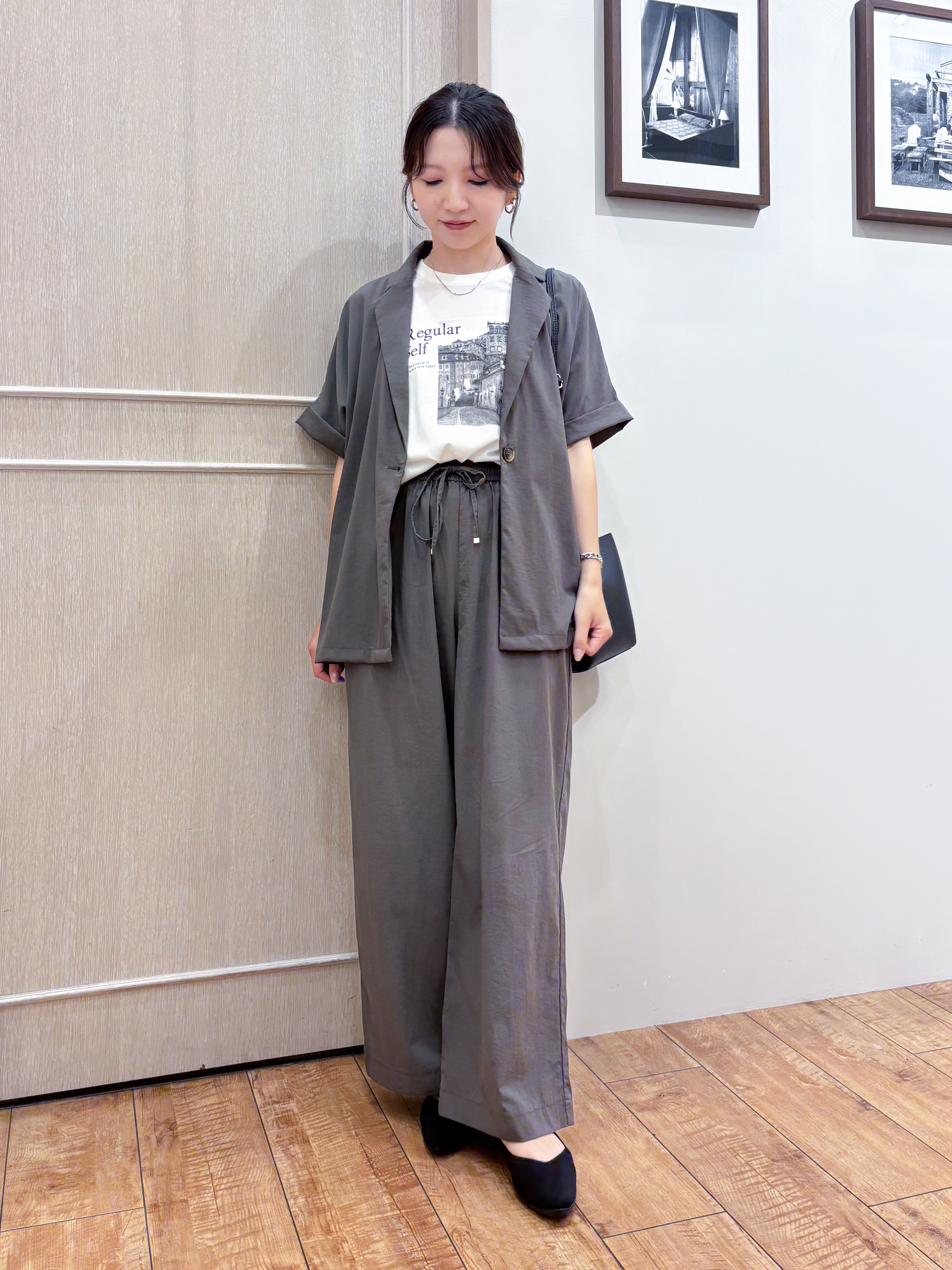 なみさんの「SHOO･LA･RUE｜【高レビュー/洗濯機可/セットアップ可】軽凛(かろりん) 半袖ジャケット」を使ったコーディネート