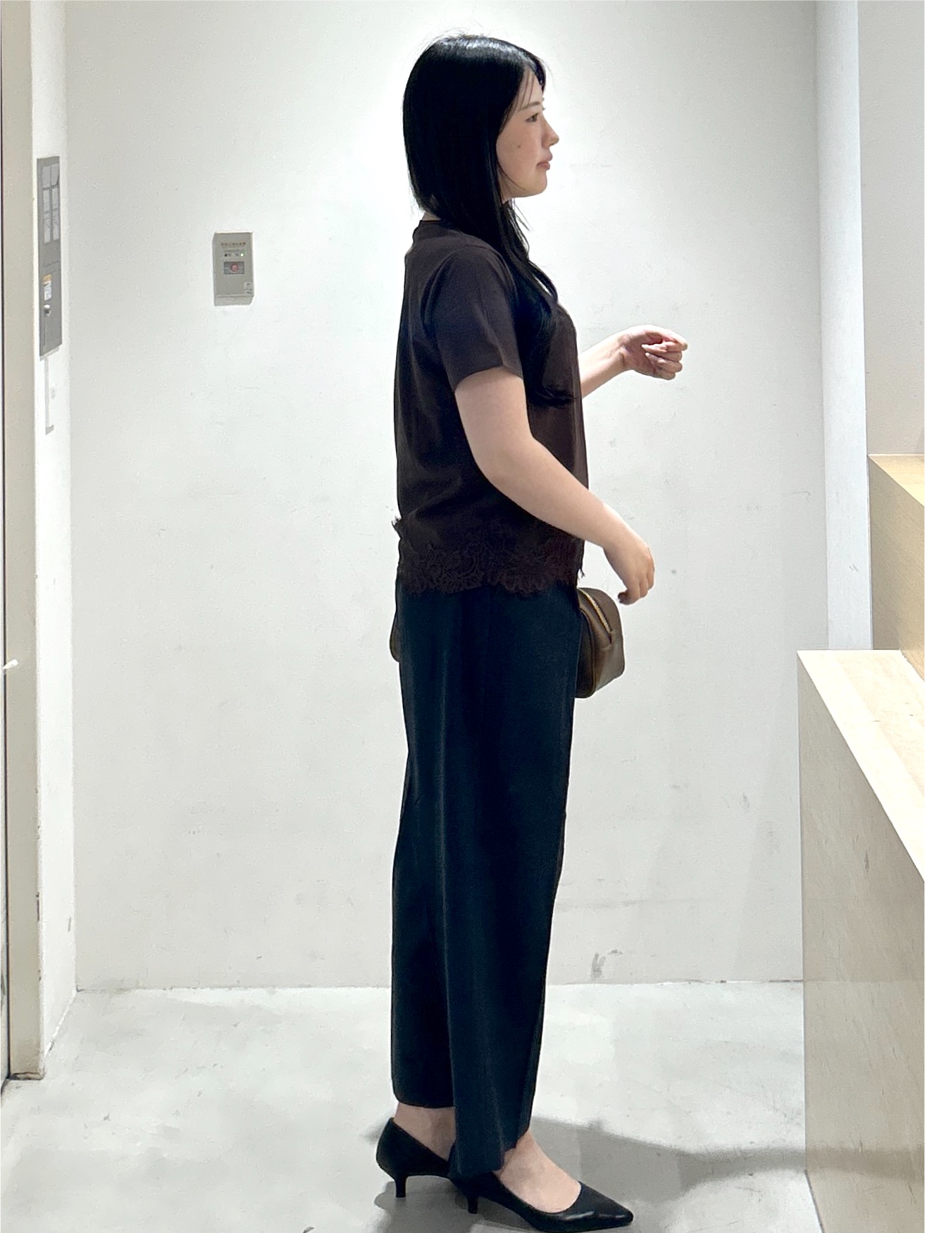 sayaさんの「OPAQUE.CLIP｜【接触冷感／UVケア】裾レースロゴTシャツ《洗濯機OK／S-3L》」を使ったコーディネート