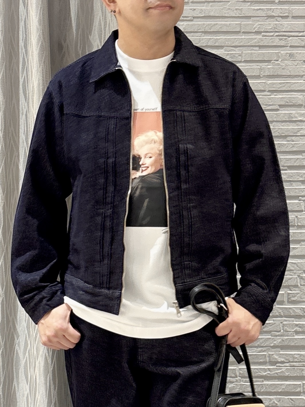 Pーyamaさんの「THE SHOP TK｜【色落ちしにくい/セットアップ可】デニムライク ジップアップジャケット」を使ったコーディネート