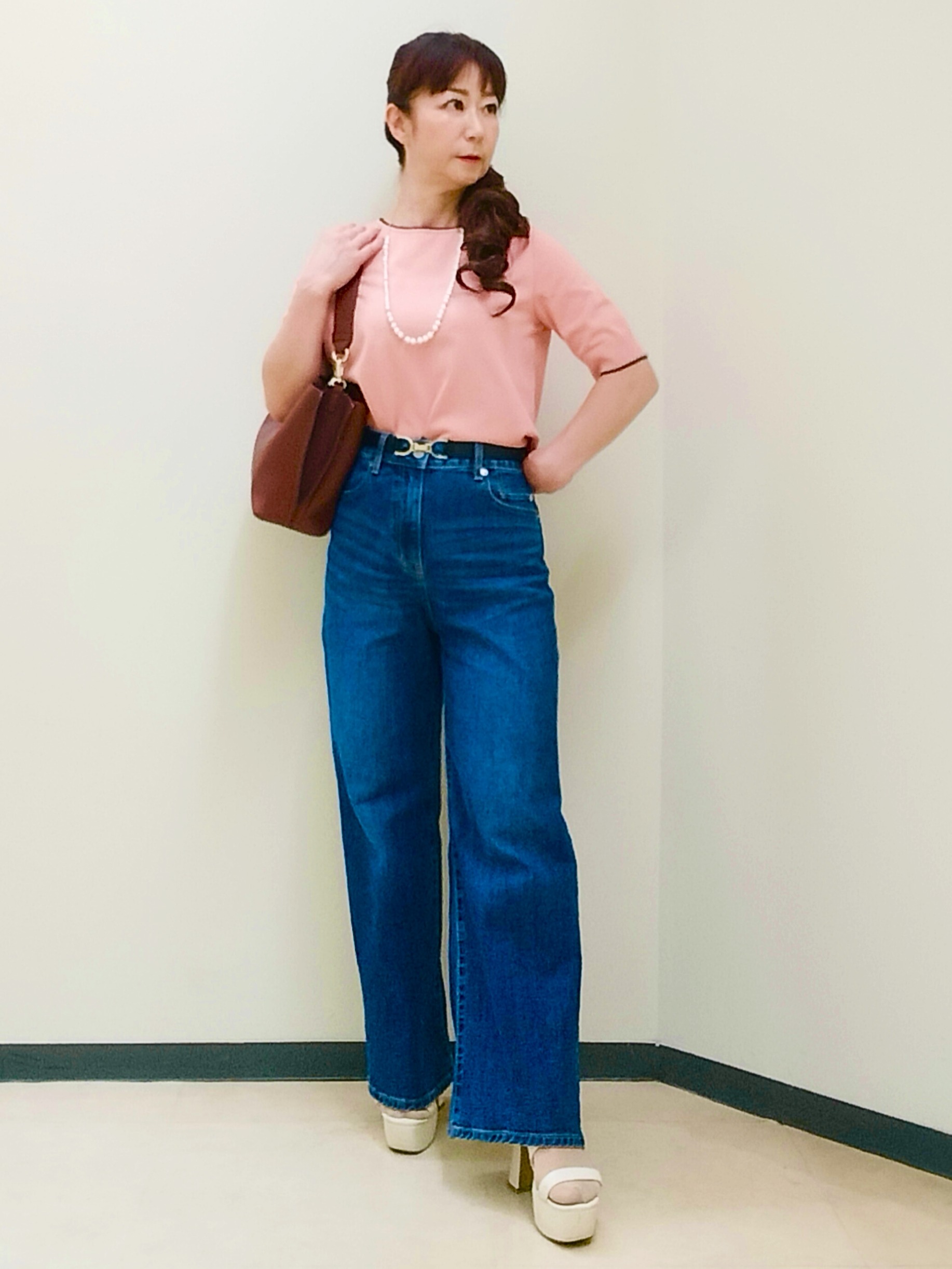 花さんの「Reflect｜【手洗い可】ワイドシルエットデニム」を使ったコーディネート