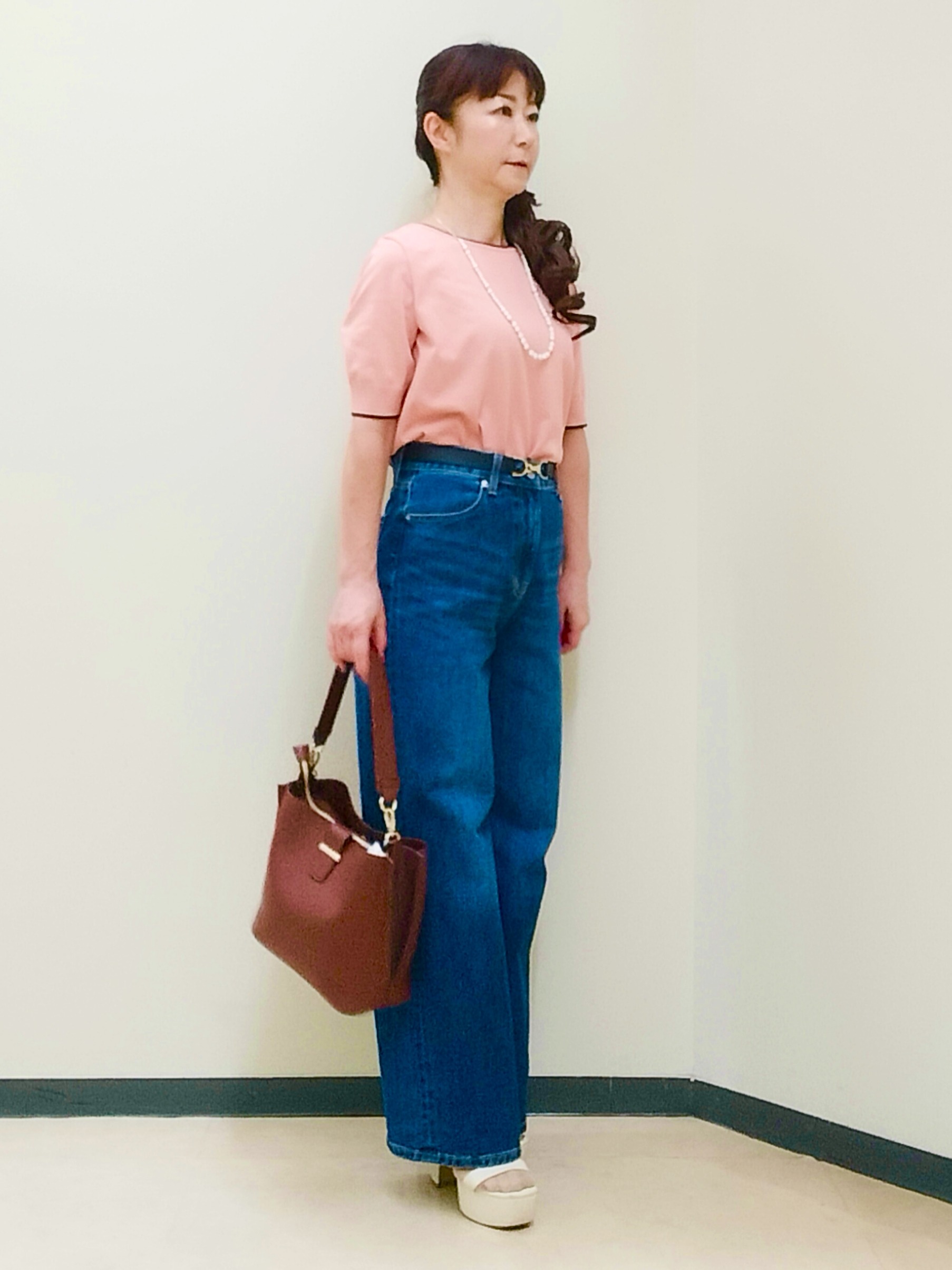 花さんの「Reflect｜【手洗い可】ワイドシルエットデニム」を使ったコーディネート