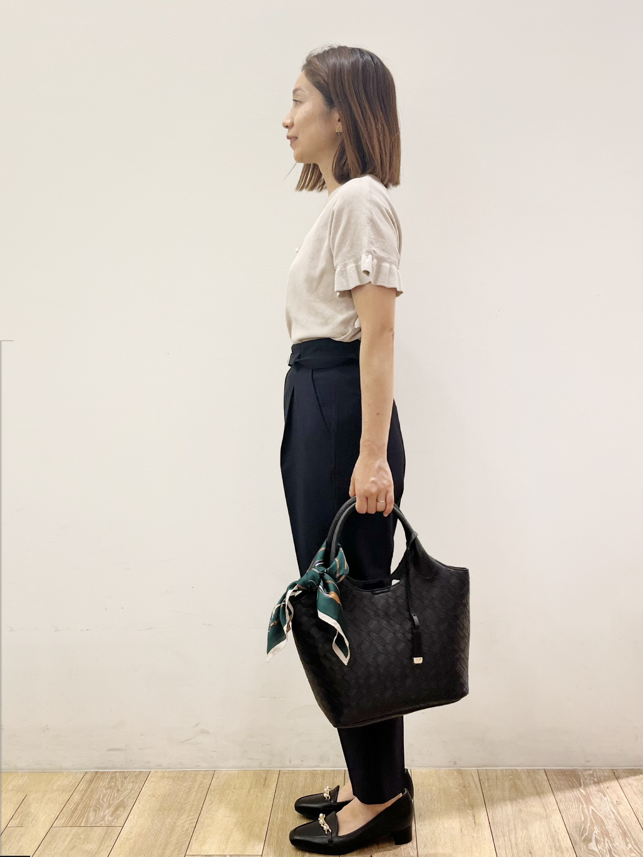 kcさんの「OPAQUE.CLIP｜フリルスリーブニット【洗濯機OK】」を使ったコーディネート