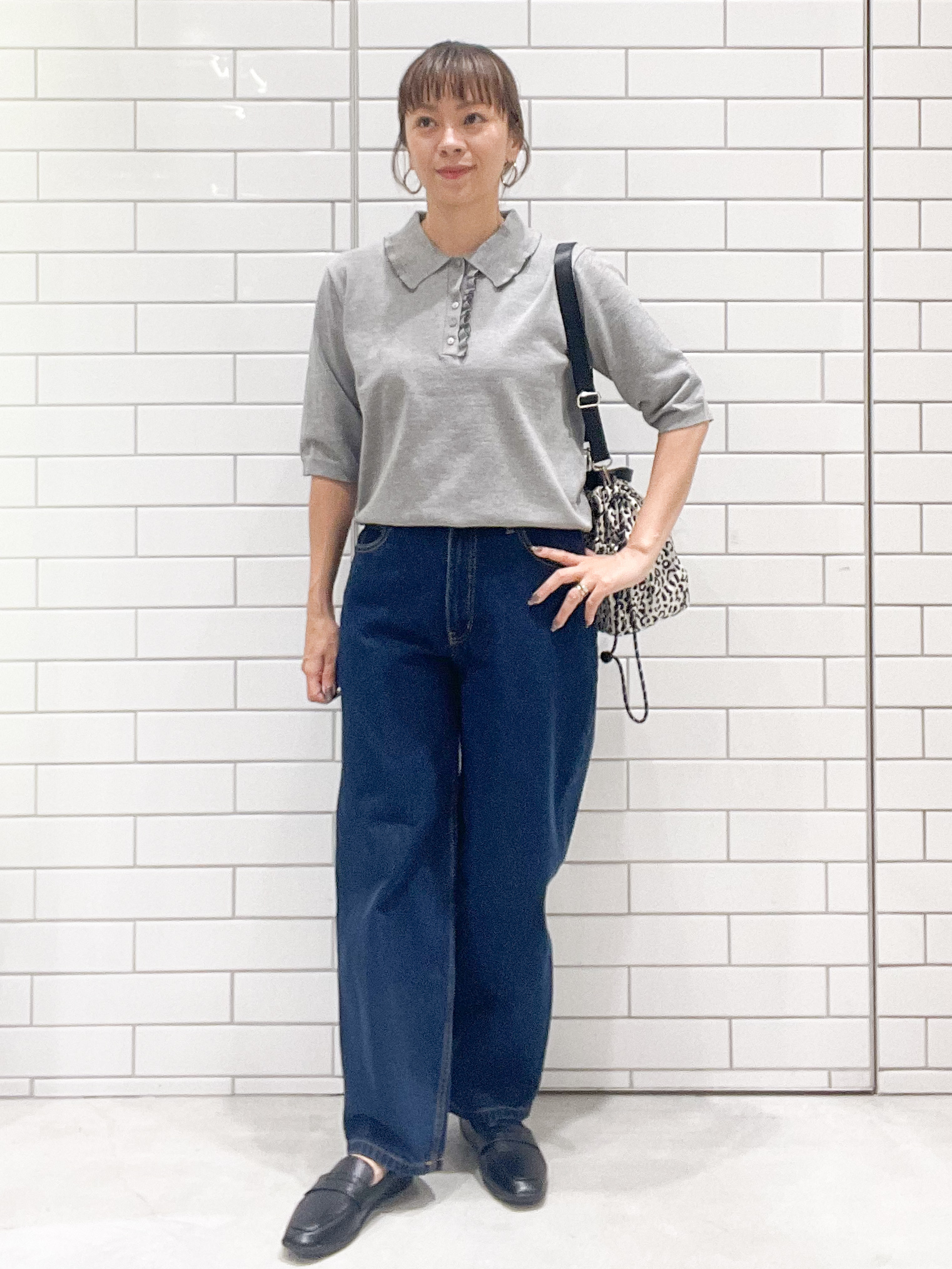 oiさんの「OPAQUE.CLIP｜【UVケア】フリルポロニット《洗濯機OK／抗ピル》」を使ったコーディネート