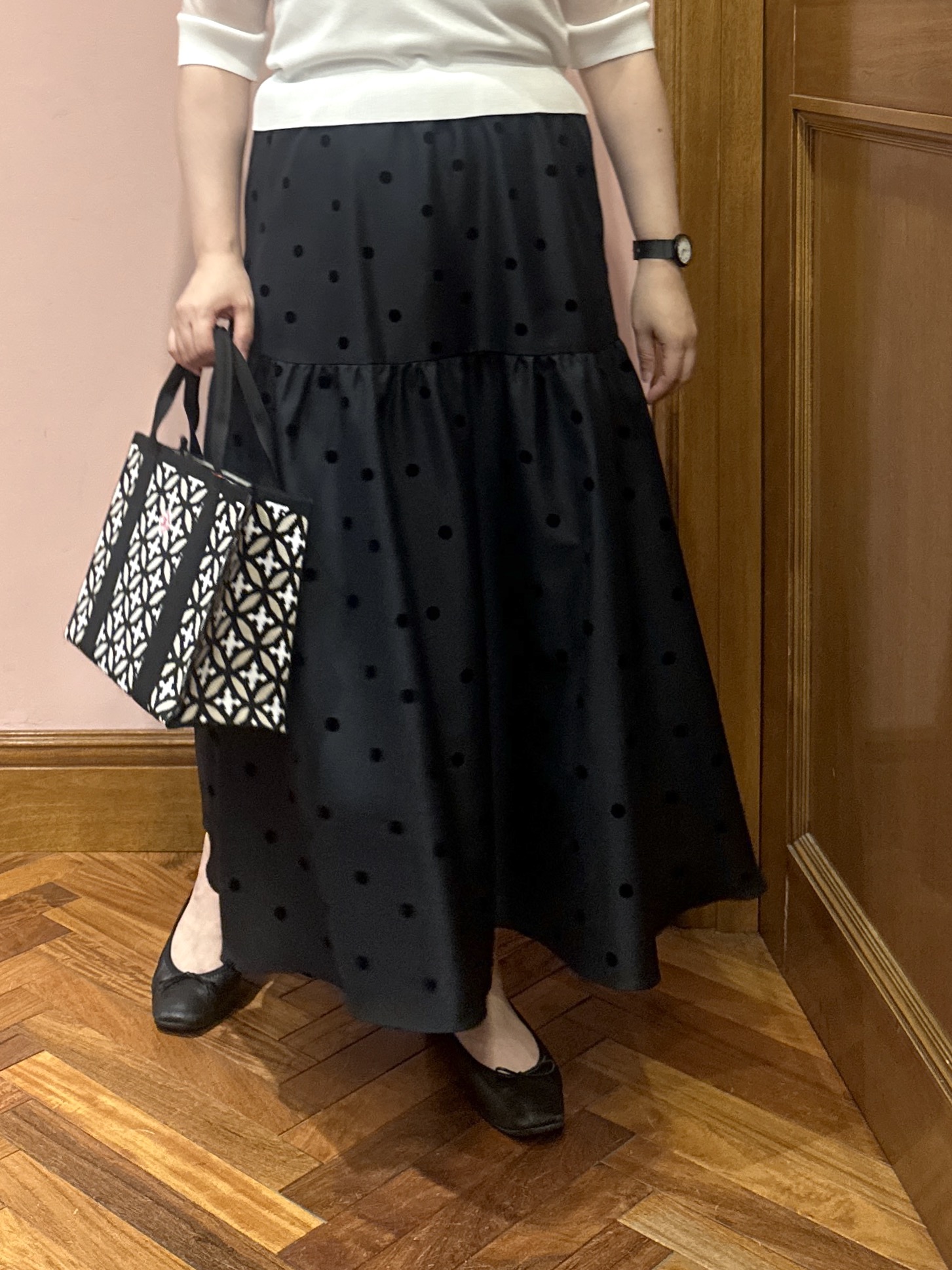komatsuさんの「DRESSTERIOR｜【日本製/シアー素材】ウォッシャブルニット ハーフスリーブプルオーバー」を使ったコーディネート