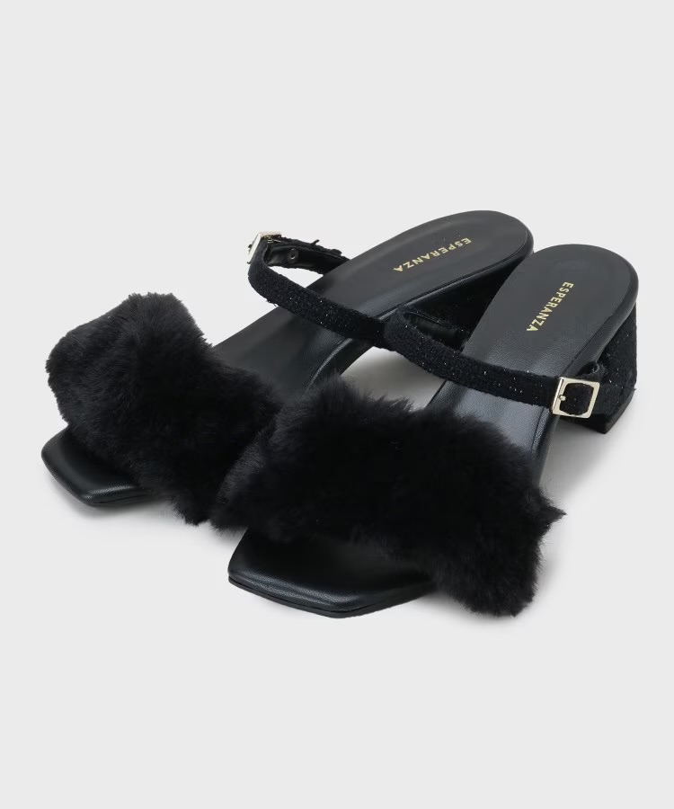 Ｋさんの「ESPERANZA｜【Fur Collection】フェイクファー付き2WAYミュールサンダル」を使ったコーディネート