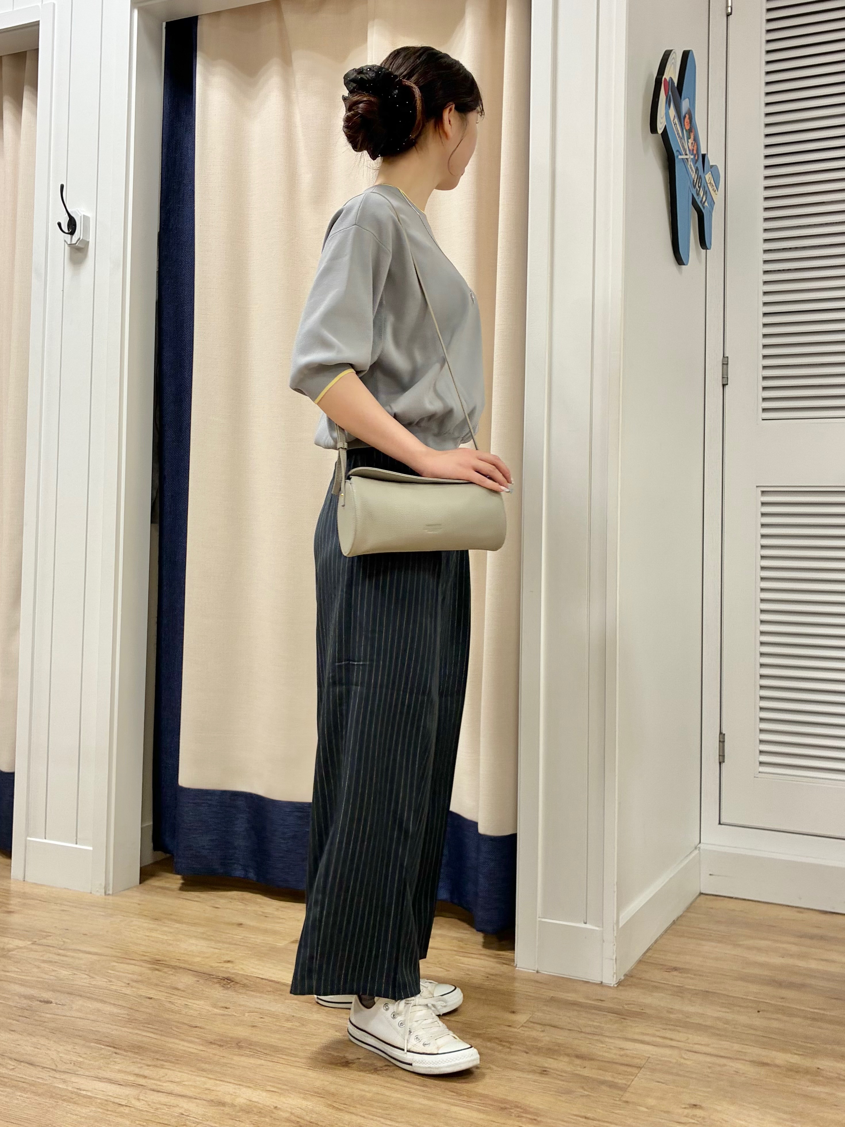 KANNAさんの「Dessin｜【UVカット/マシンウォッシャブル】6分袖配色ニット」を使ったコーディネート
