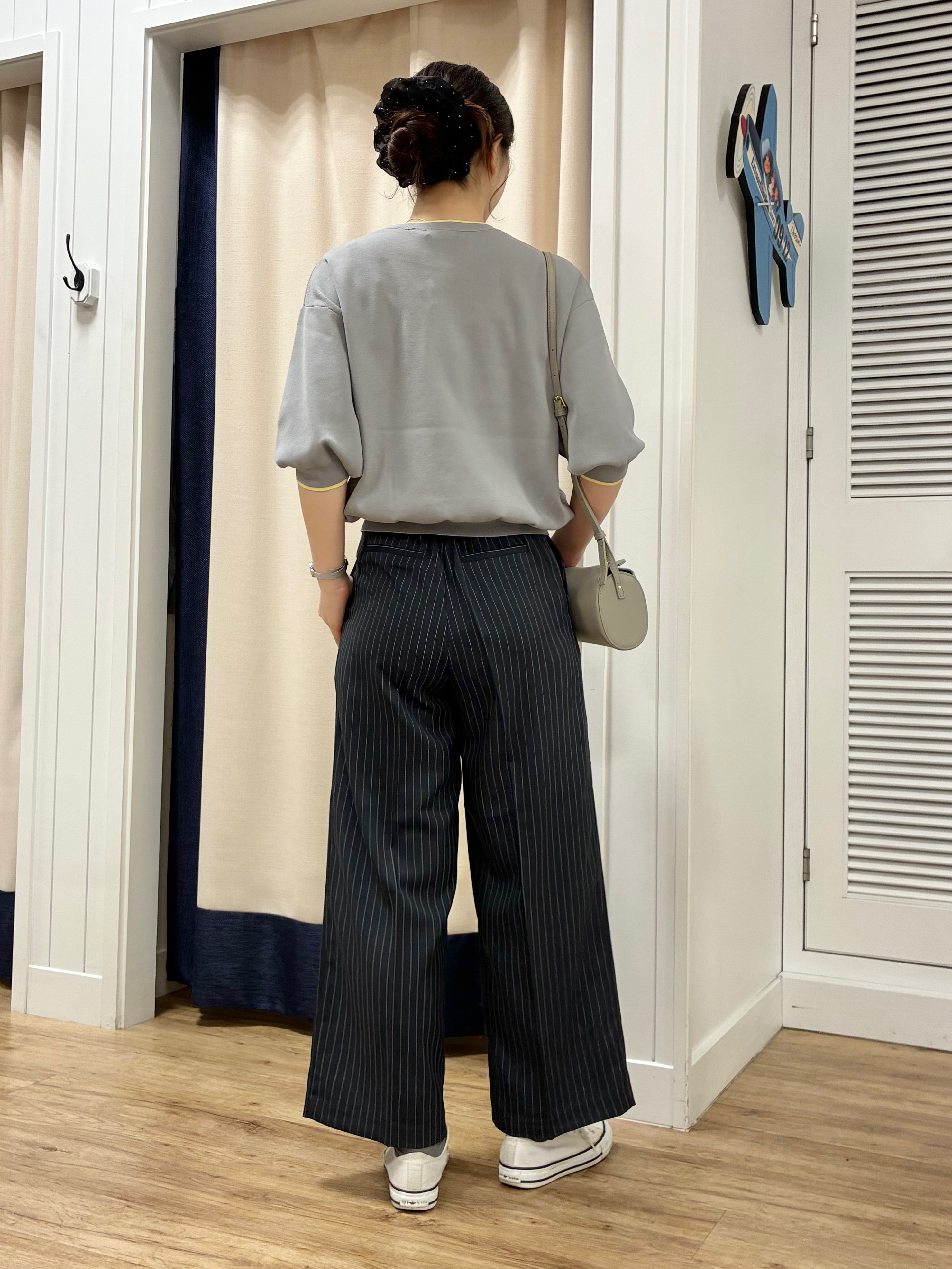 KANNAさんの「Dessin｜【UVカット/マシンウォッシャブル】6分袖配色ニット」を使ったコーディネート