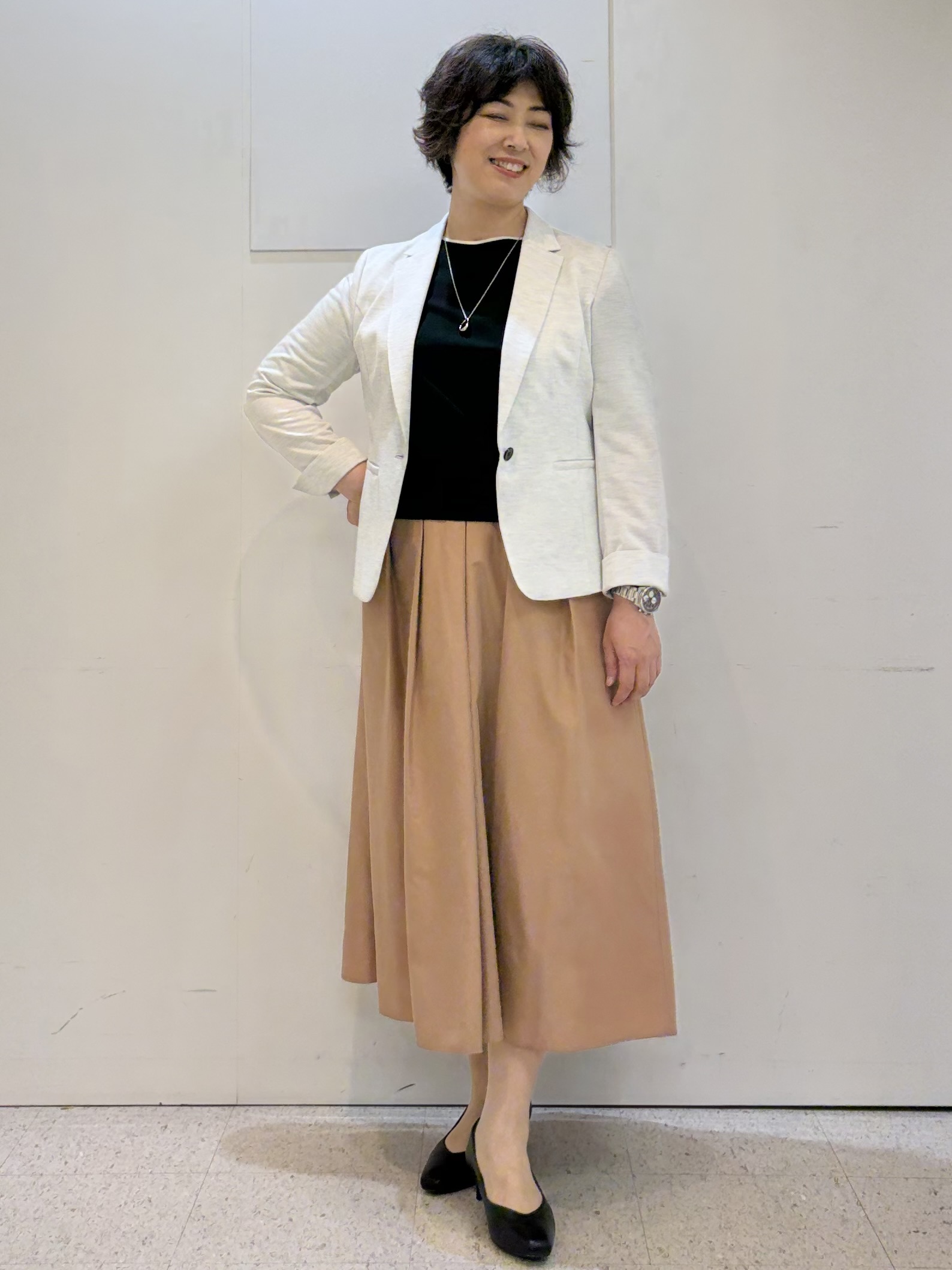 ヤスコさんの「Reflect｜【SS-4Lサイズ／UVカット／接触冷感】匠ジャケット／ベーシックテーラード」を使ったコーディネート