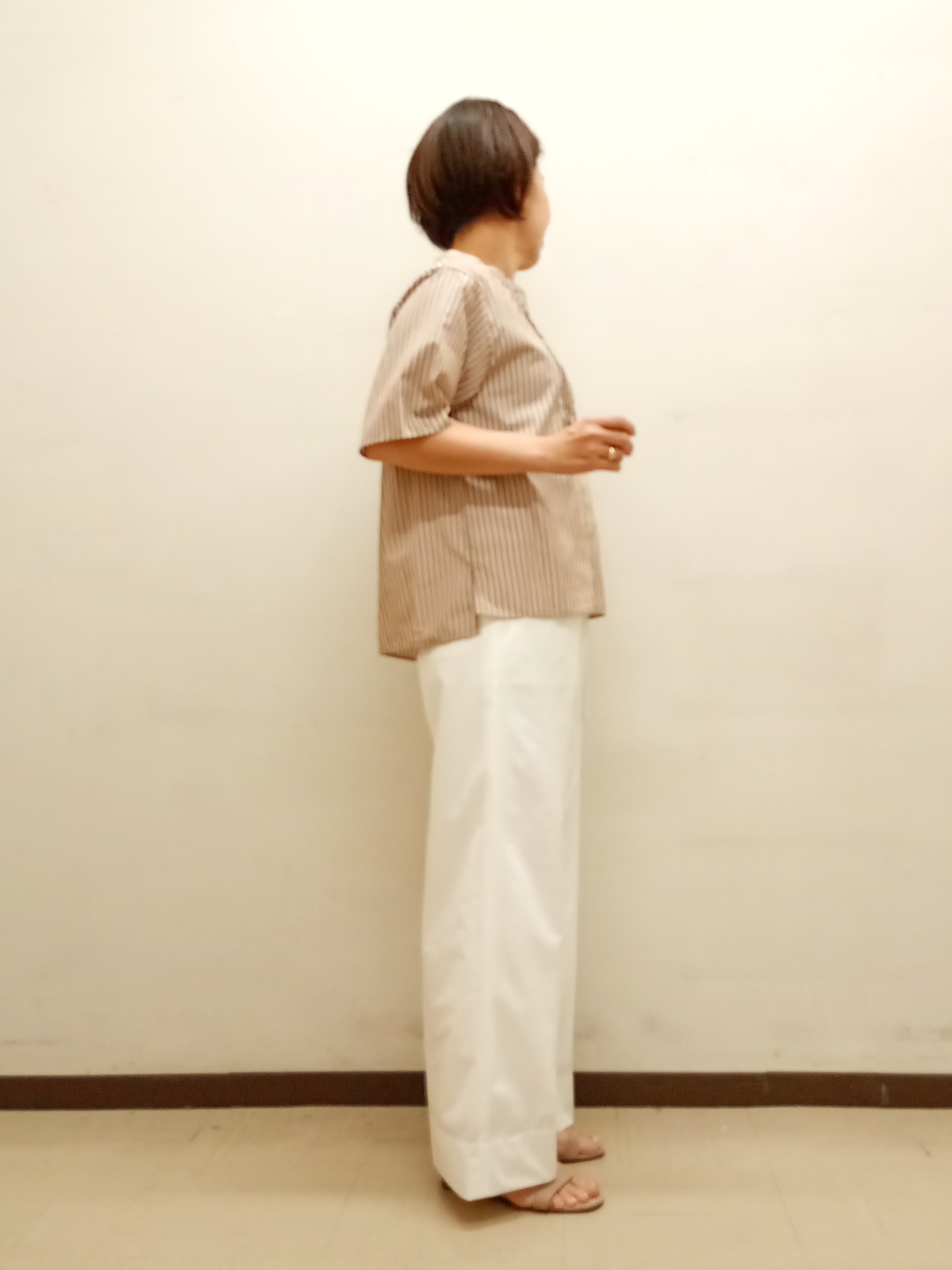 Kさんの「INDIVI｜【UVケア／接触冷感】リネン風チェックストレートパンツ」を使ったコーディネート