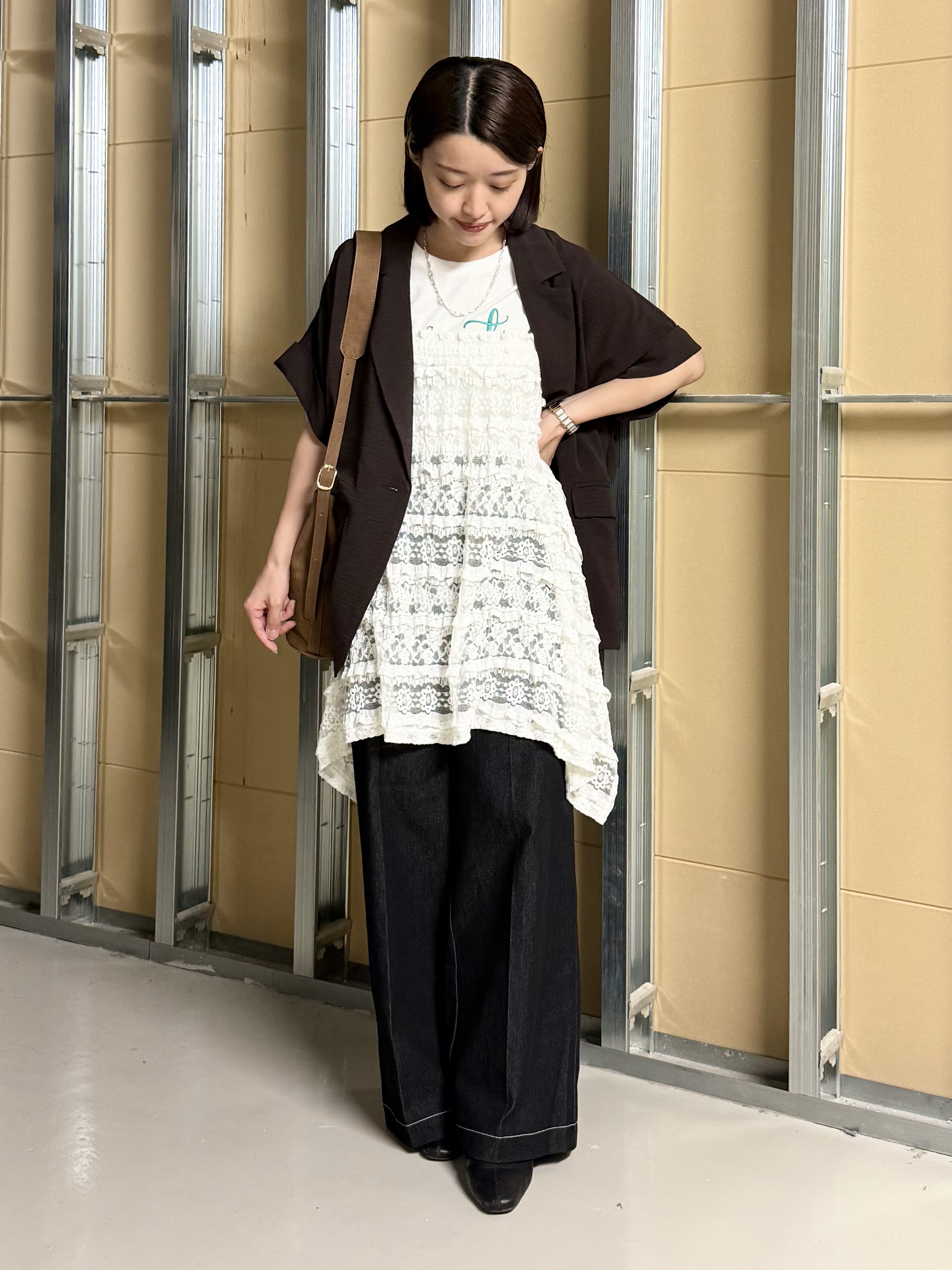 sahoさんの「THE SHOP TK｜【吸水速乾/UV/防しわ】軽く羽織りたい半袖ジャケット」を使ったコーディネート