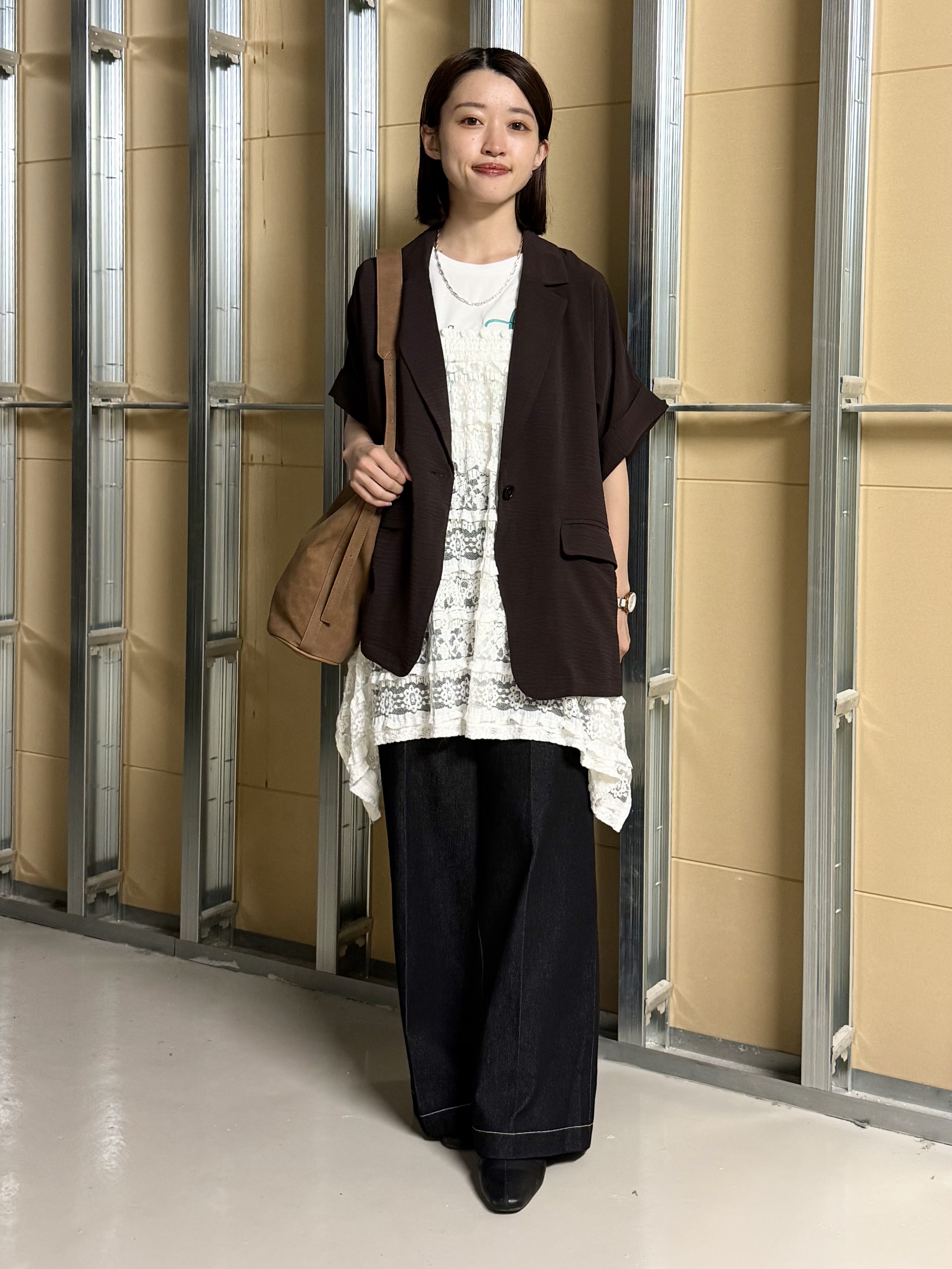 sahoさんの「THE SHOP TK｜【吸水速乾/UV/防しわ】軽く羽織りたい半袖ジャケット」を使ったコーディネート