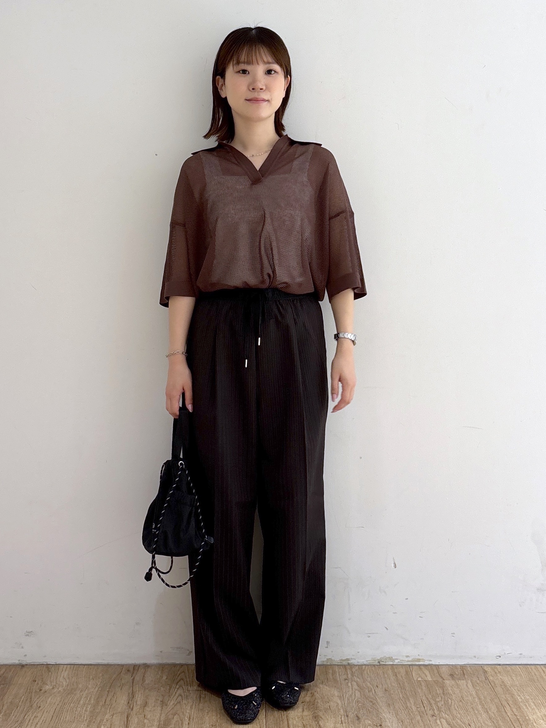 mireiさんの「OPAQUE.CLIP｜メッシュスキッパーポロニット【UVケア／洗濯機OK】」を使ったコーディネート