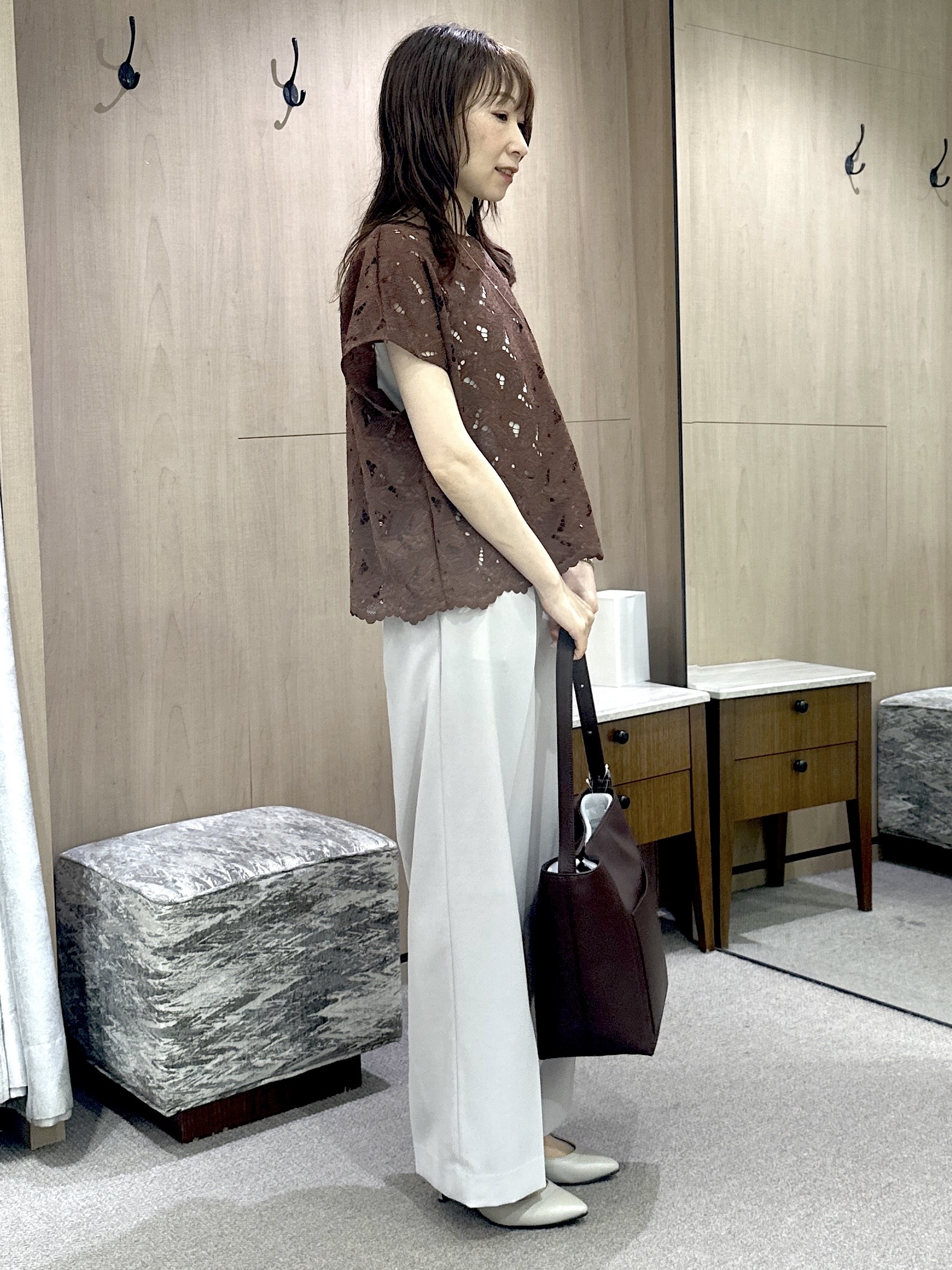 Miwaさんの「UNTITLED｜【セットアップ可/品のある透け感】リーフレースブラウス」を使ったコーディネート