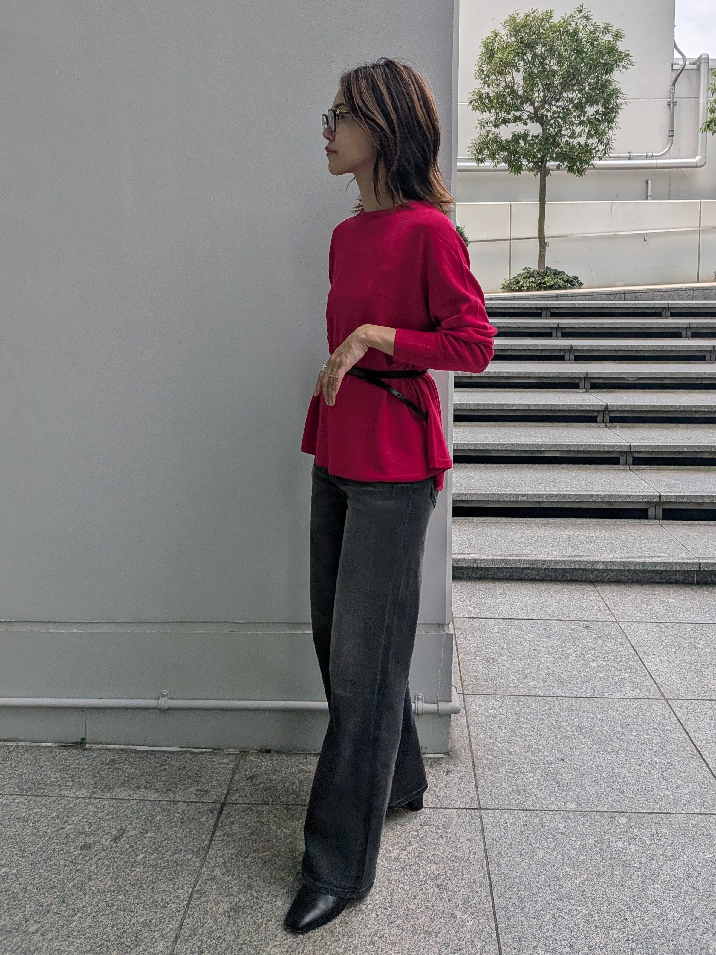 Aさんの「UNTITLED｜【きれいに体型カバー/8色展開】Aラインシルエットニットプルオーバー」を使ったコーディネート