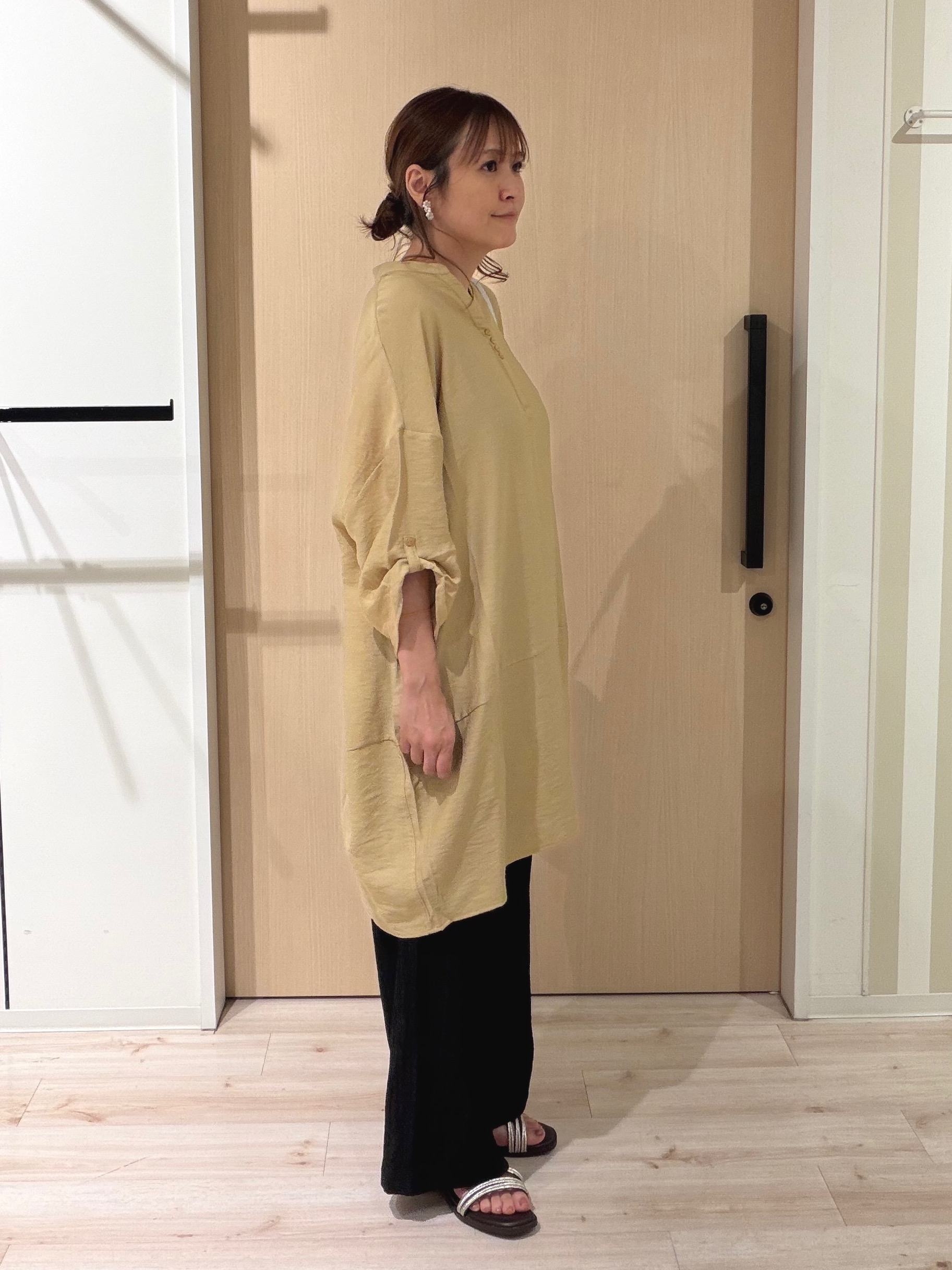 funafunaさんの「SHOO･LA･RUE｜【S-LL/洗濯後しわになりにくい】ゆるっと体型カバー 7分袖コクーンチュニック」を使ったコーディネート