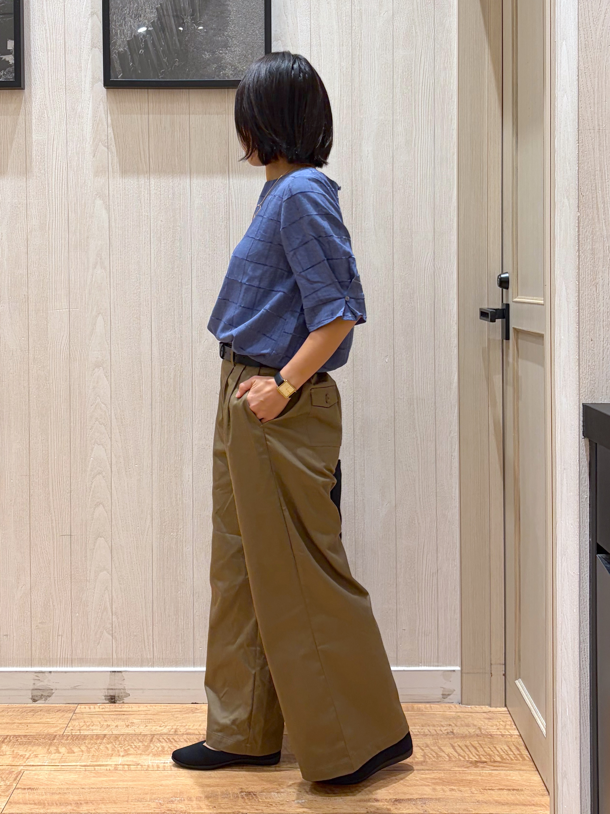 shirayuuuさんの「SHOO･LA･RUE｜【セットアップ可/S-LL】1枚で秋気分 モールチェックタックスリーブ ブラウス」を使ったコーディネート