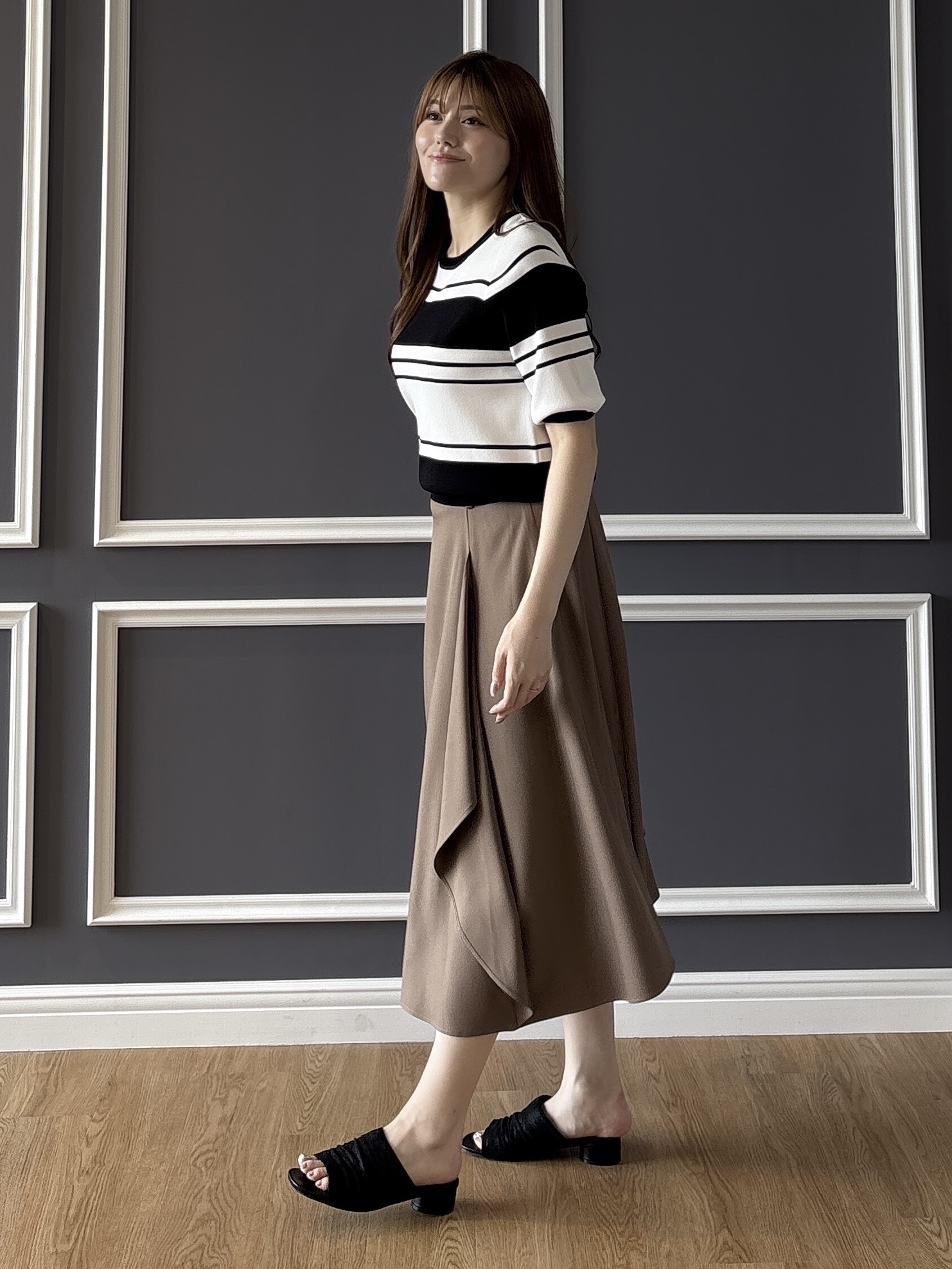 sayaさんの「grove｜ラッフルフレアベルト付スカート」を使ったコーディネート
