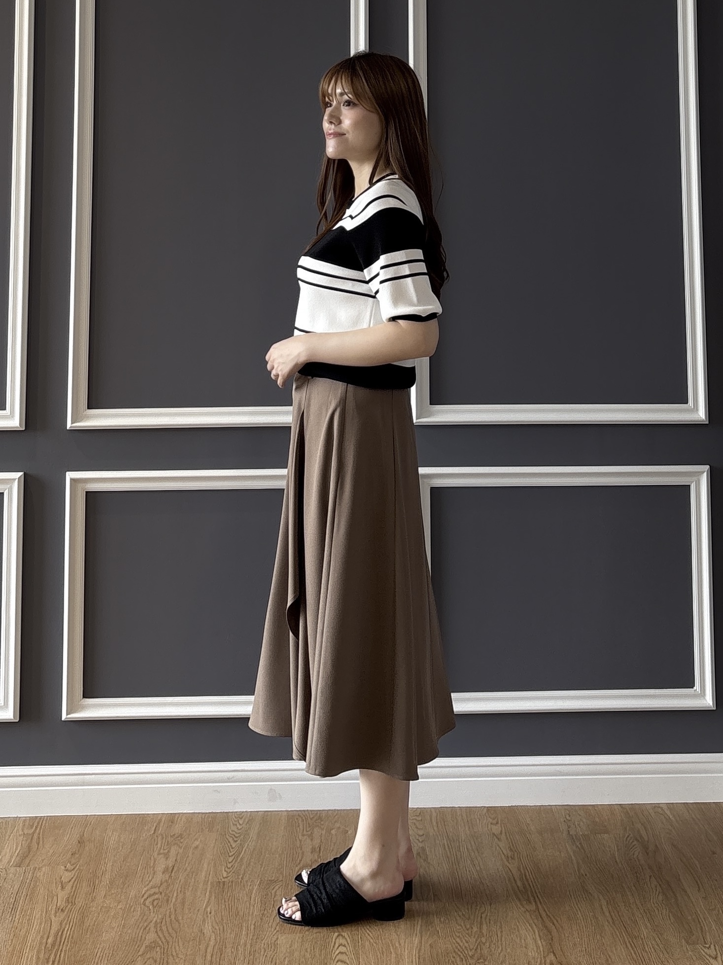 sayaさんの「grove｜ラッフルフレアベルト付スカート」を使ったコーディネート