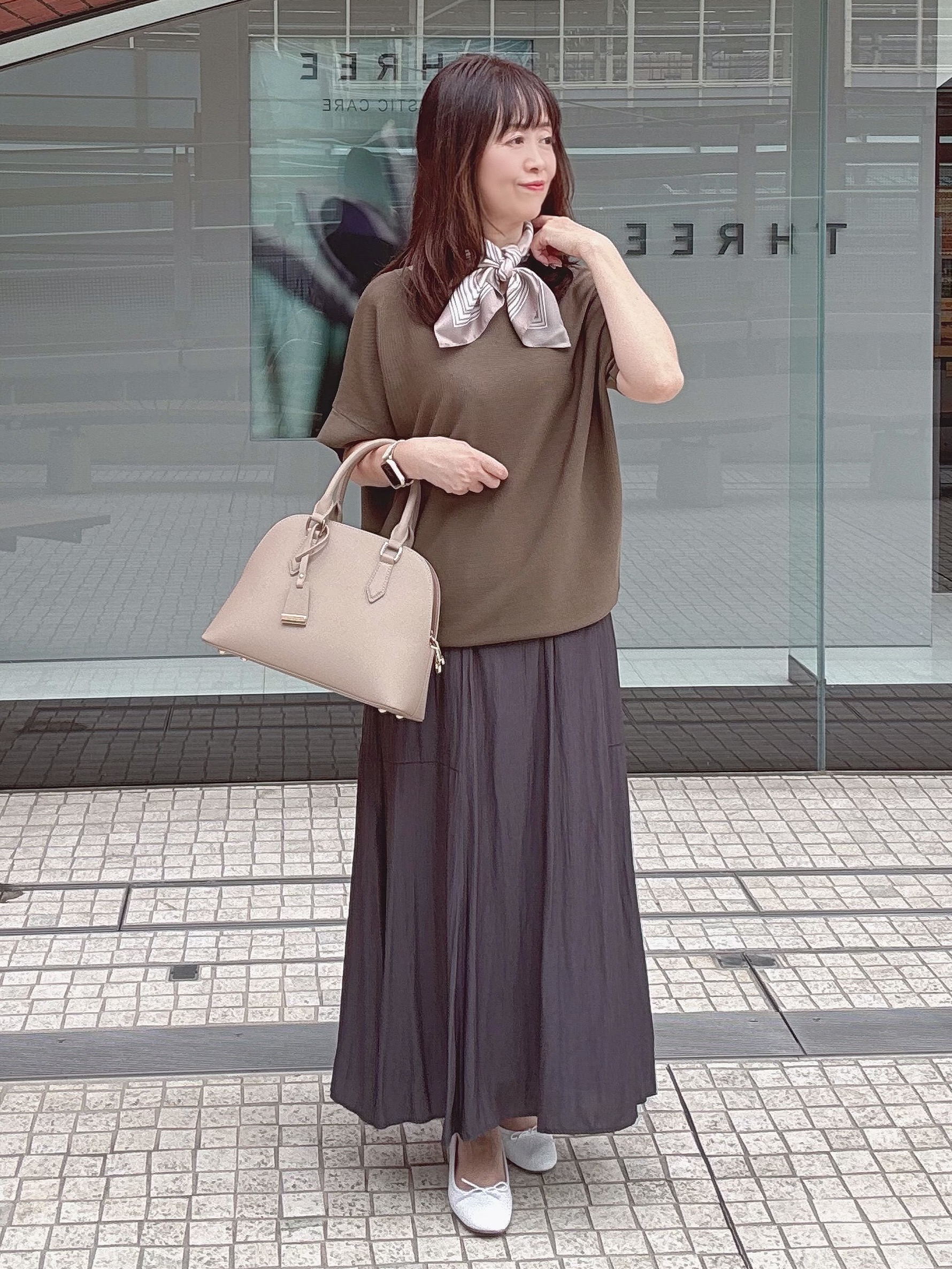 makiさんの「UNTITLED｜【11色展開/体型カバー】前後2WAYフレンチスリーブニット」を使ったコーディネート
