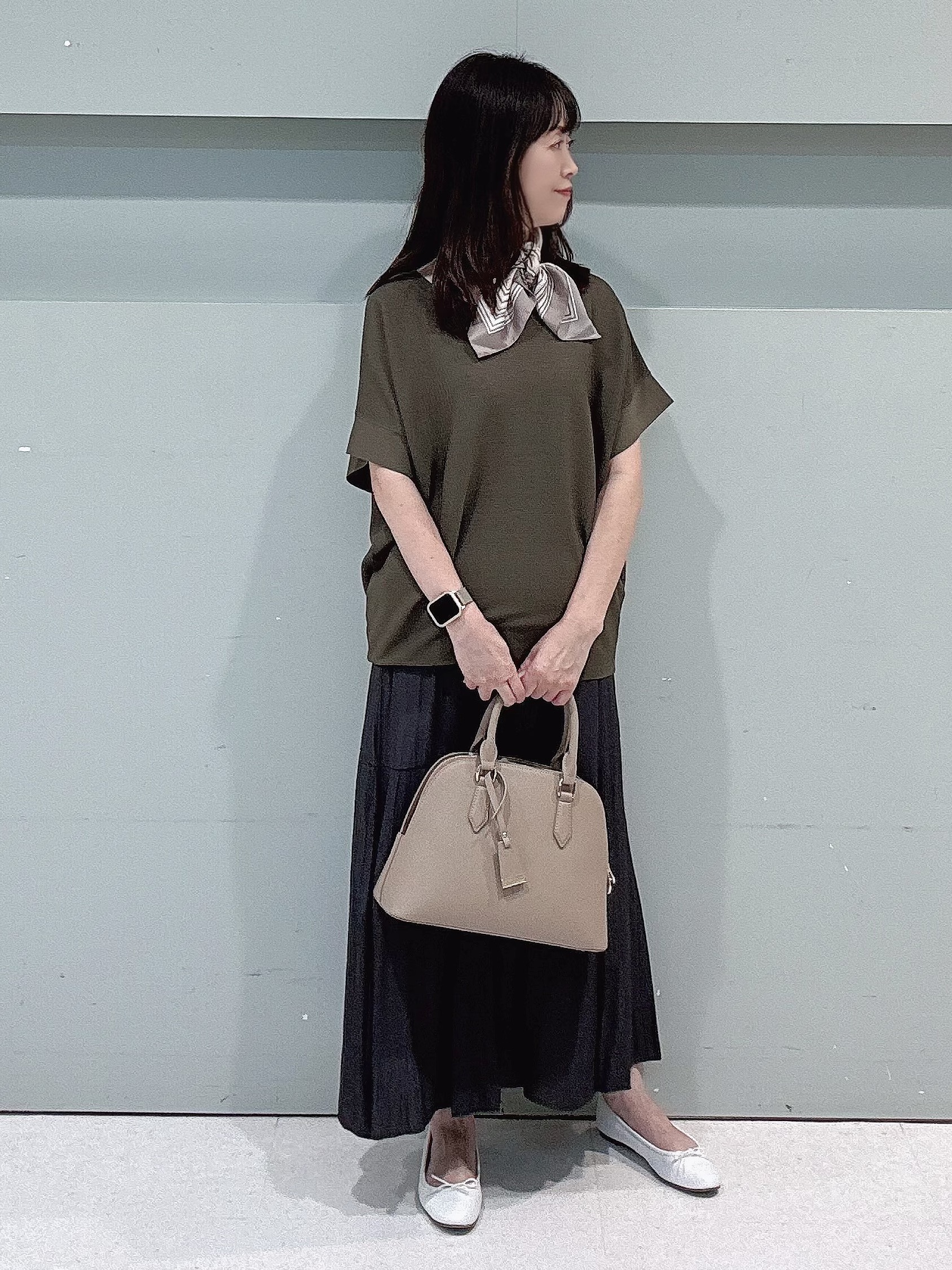 makiさんの「UNTITLED｜【11色展開/体型カバー】前後2WAYフレンチスリーブニット」を使ったコーディネート