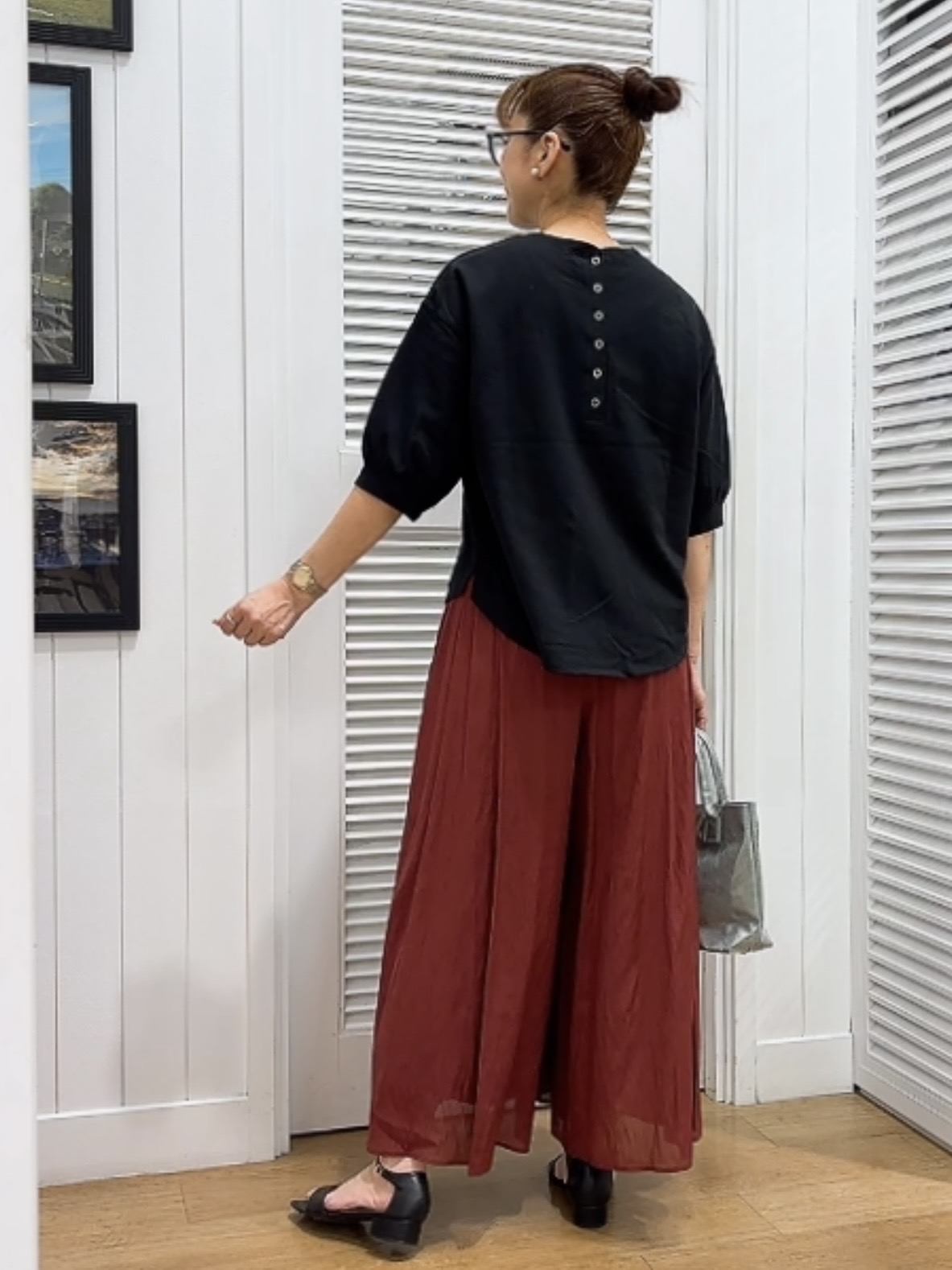 Yasucoさんの「Dessin｜【高レビュー/洗える/XS-L】バックヘンリーミニ裏毛 5分袖」を使ったコーディネート