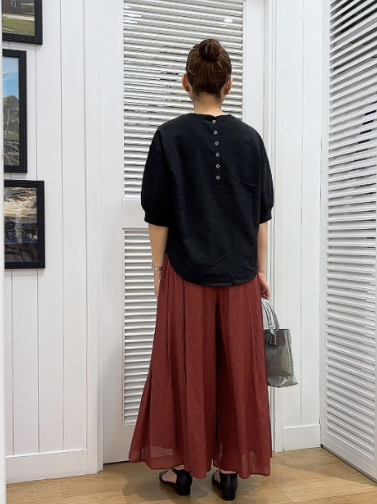 Yasucoさんの「Dessin｜【高レビュー/洗える/XS-L】バックヘンリーミニ裏毛 5分袖」を使ったコーディネート