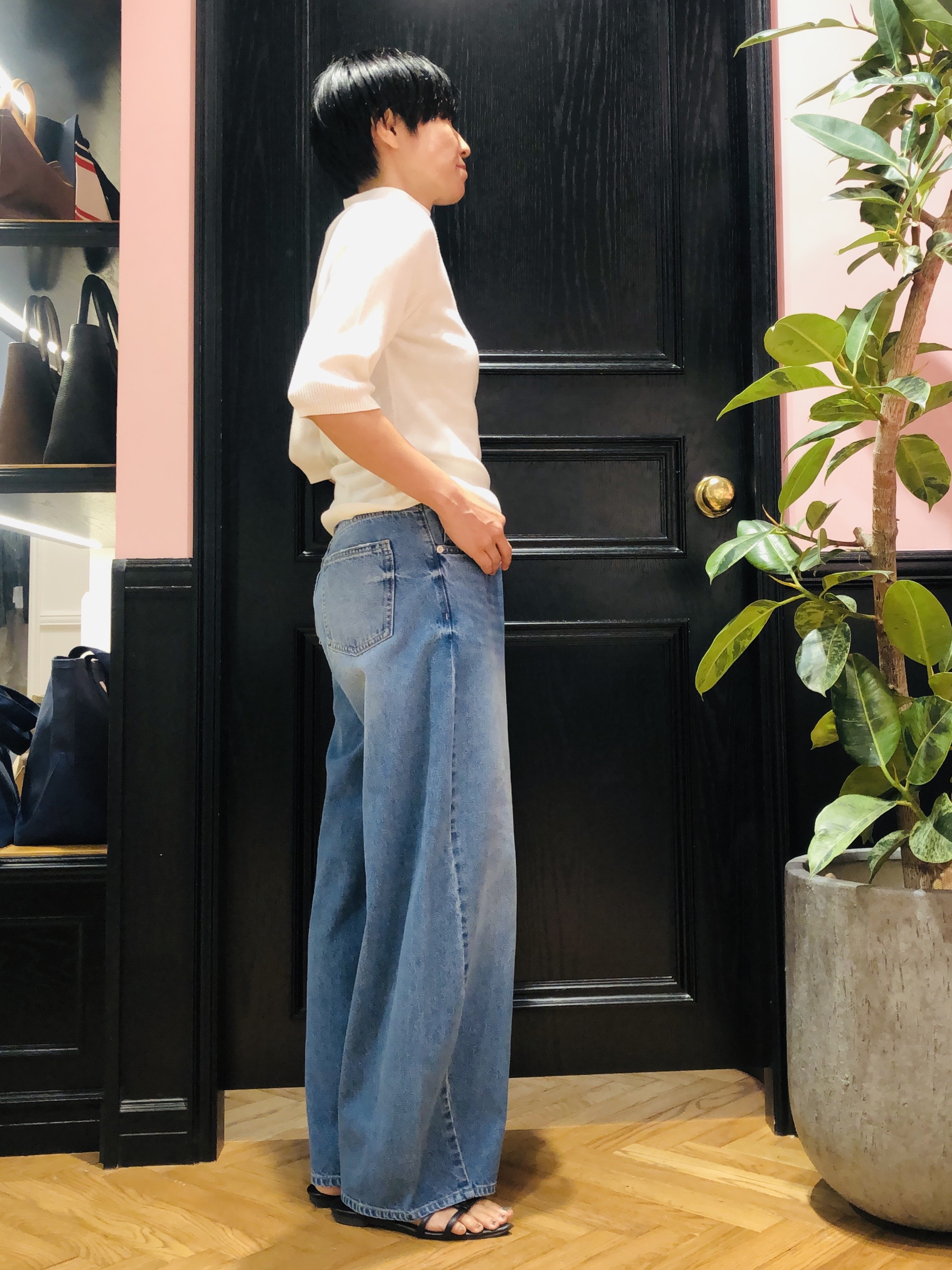 OGATAさんの「DRESSTERIOR｜【接触冷感】クールタッチ ハーフスリーブニット」を使ったコーディネート