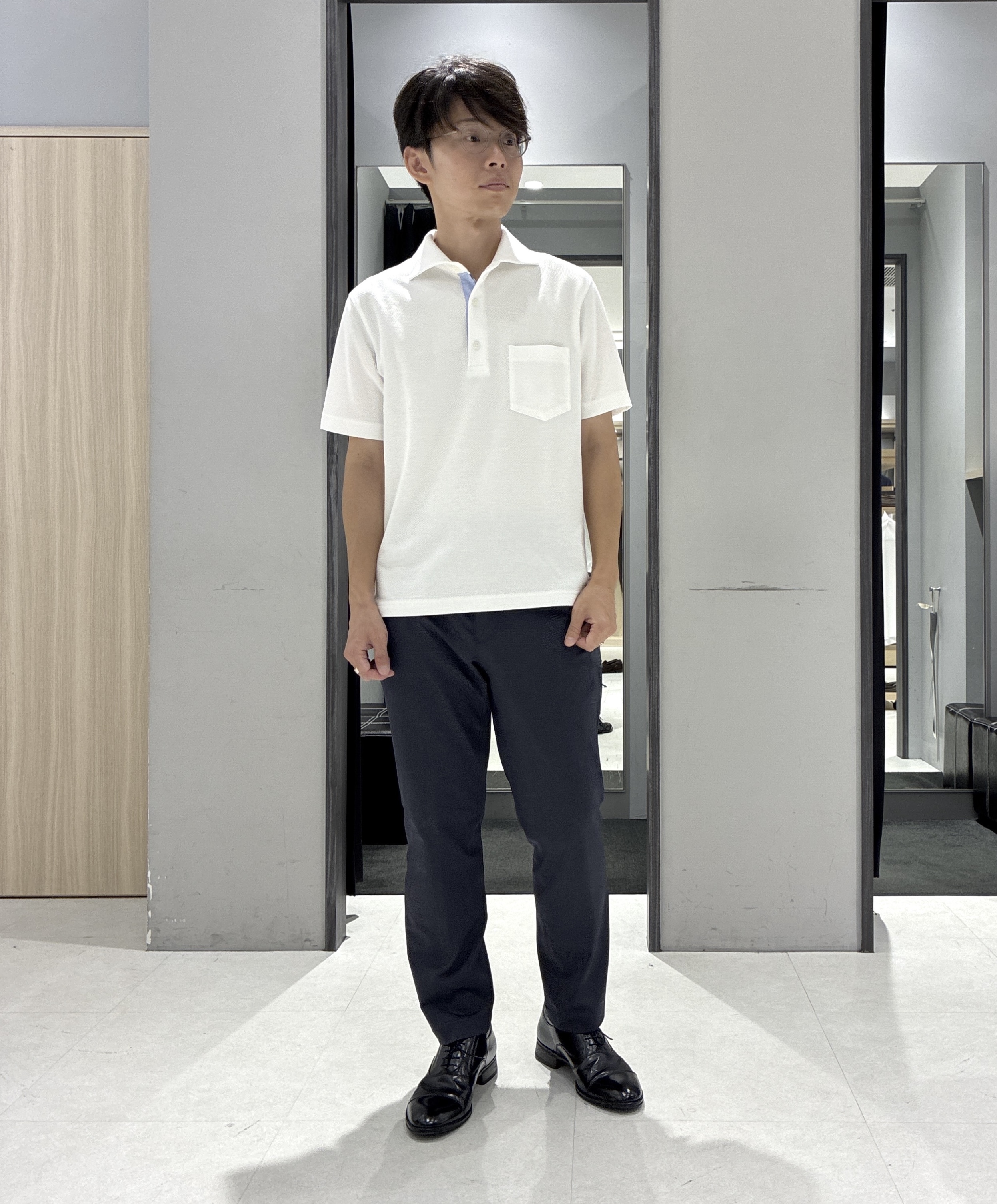 わいずみさんの「TAKEO KIKUCHI｜【抗菌防臭】COOL DOTS（R）ドビープリント ジャケット」を使ったコーディネート