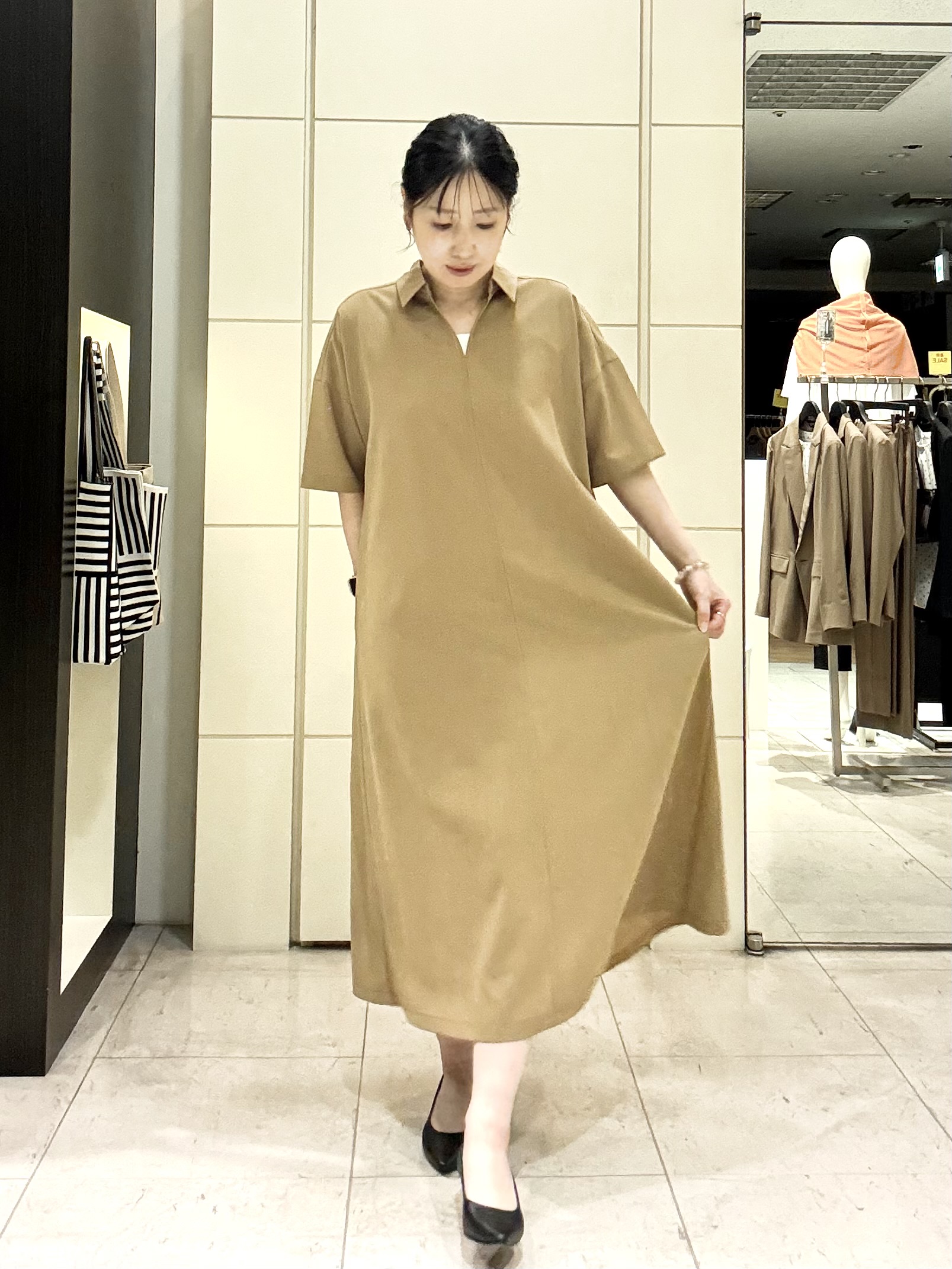 mori.さんの「UNTITLED｜【初秋も活躍/UVカット/接触冷感】エアリークールワンピース」を使ったコーディネート