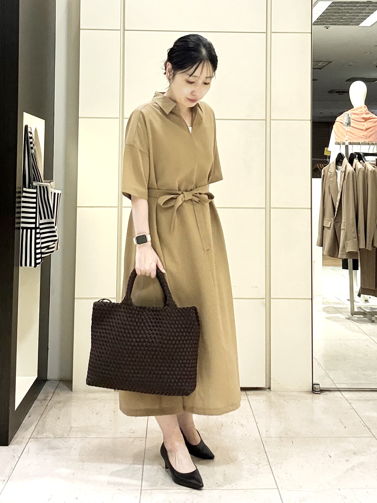 mori.さんの「UNTITLED｜【初秋も活躍/UVカット/接触冷感】エアリークールワンピース」を使ったコーディネート