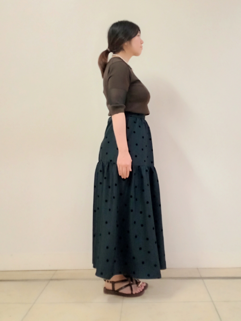 emiさんの「DRESSTERIOR｜【日本製/シアー素材】ウォッシャブルニット ハーフスリーブプルオーバー」を使ったコーディネート