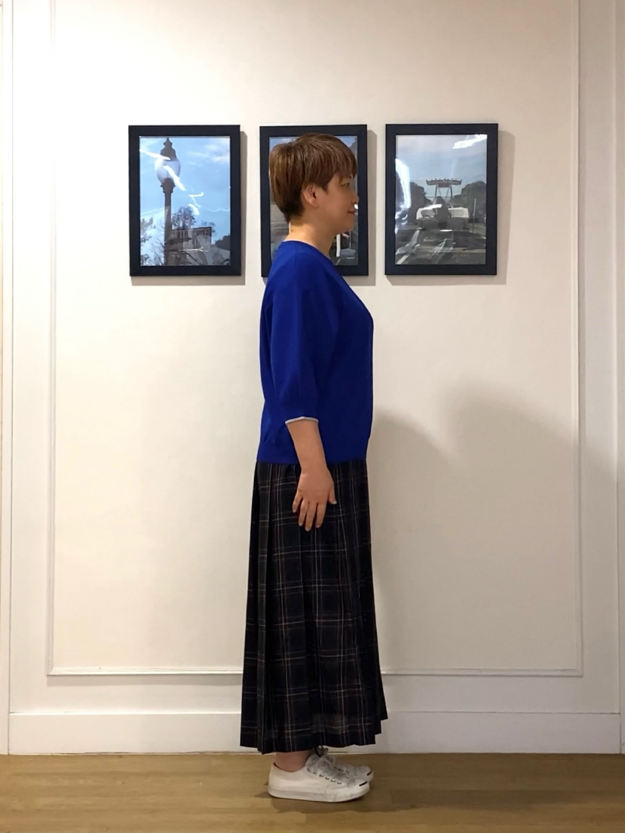 Hiroさんの「Dessin｜【UVカット/マシンウォッシャブル】6分袖配色ニット」を使ったコーディネート
