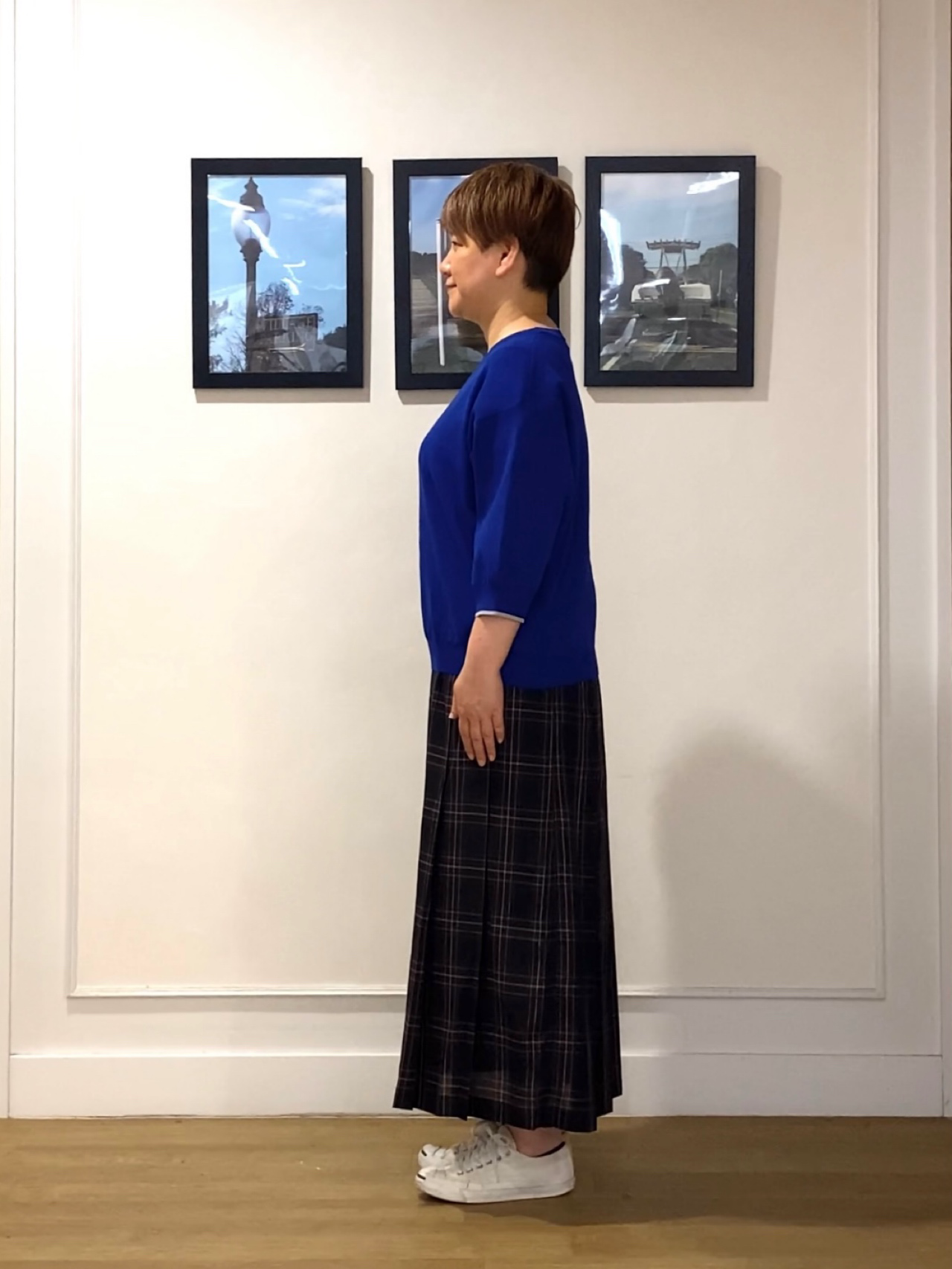 Hiroさんの「Dessin｜【UVカット/マシンウォッシャブル】6分袖配色ニット」を使ったコーディネート