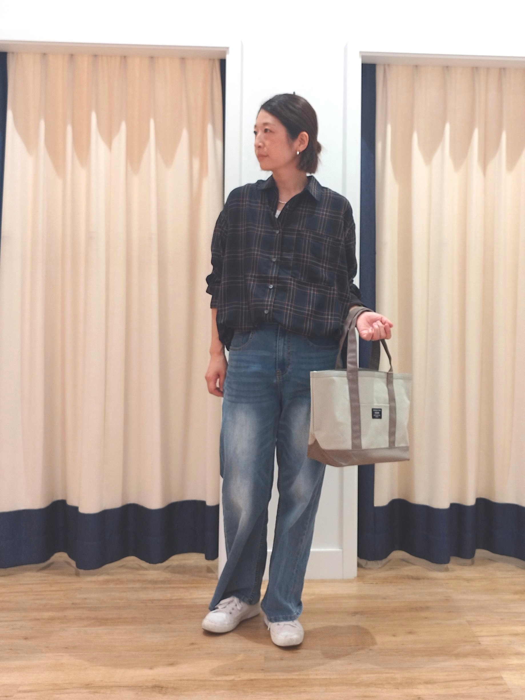 HIROさんの「Dessin｜【セットアップ可】シアーチェック オーバーシャツ」を使ったコーディネート
