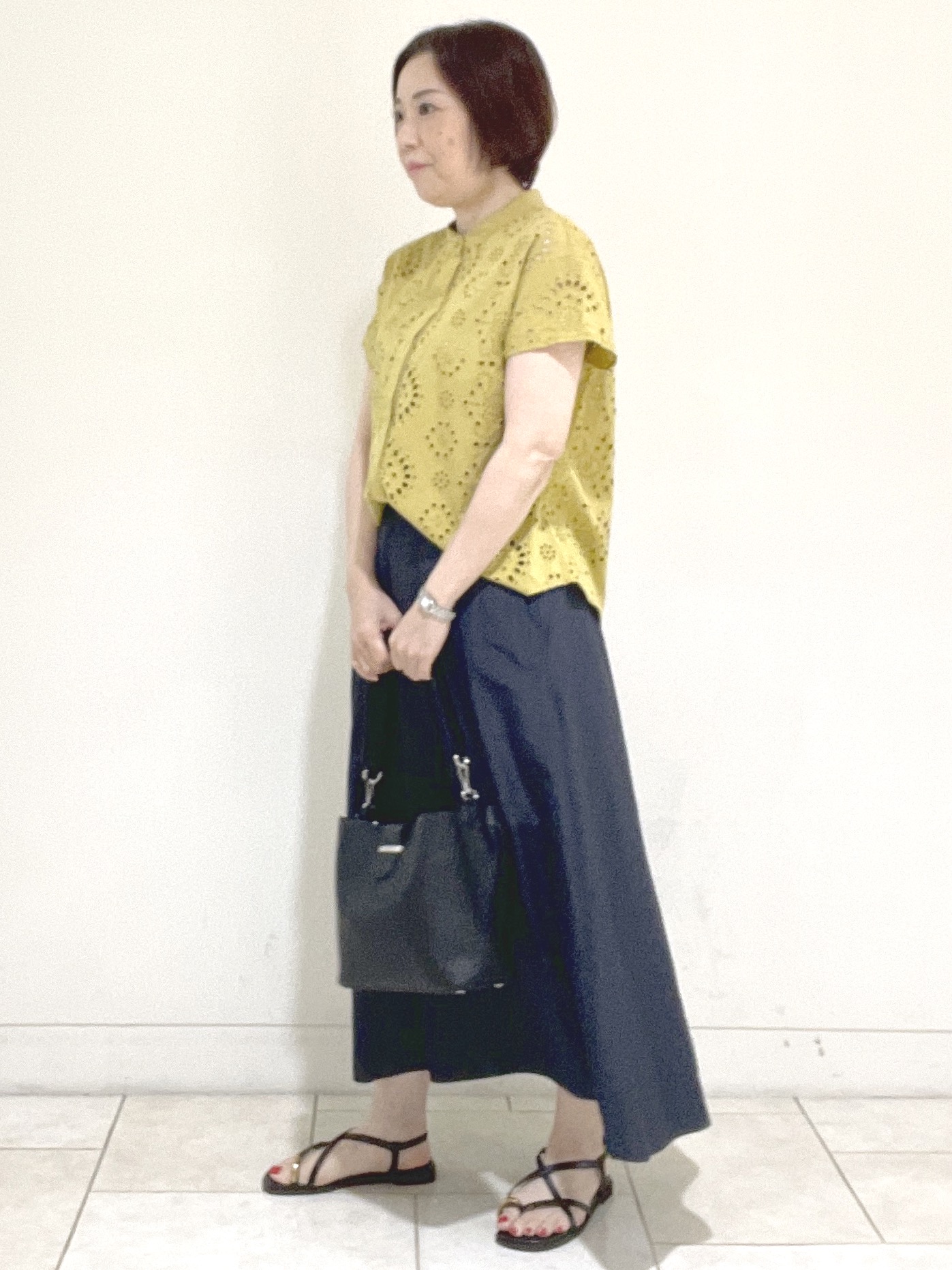 フミさんの「Reflect｜【通勤◎】カットワーク刺繍レース シャツブラウス」を使ったコーディネート