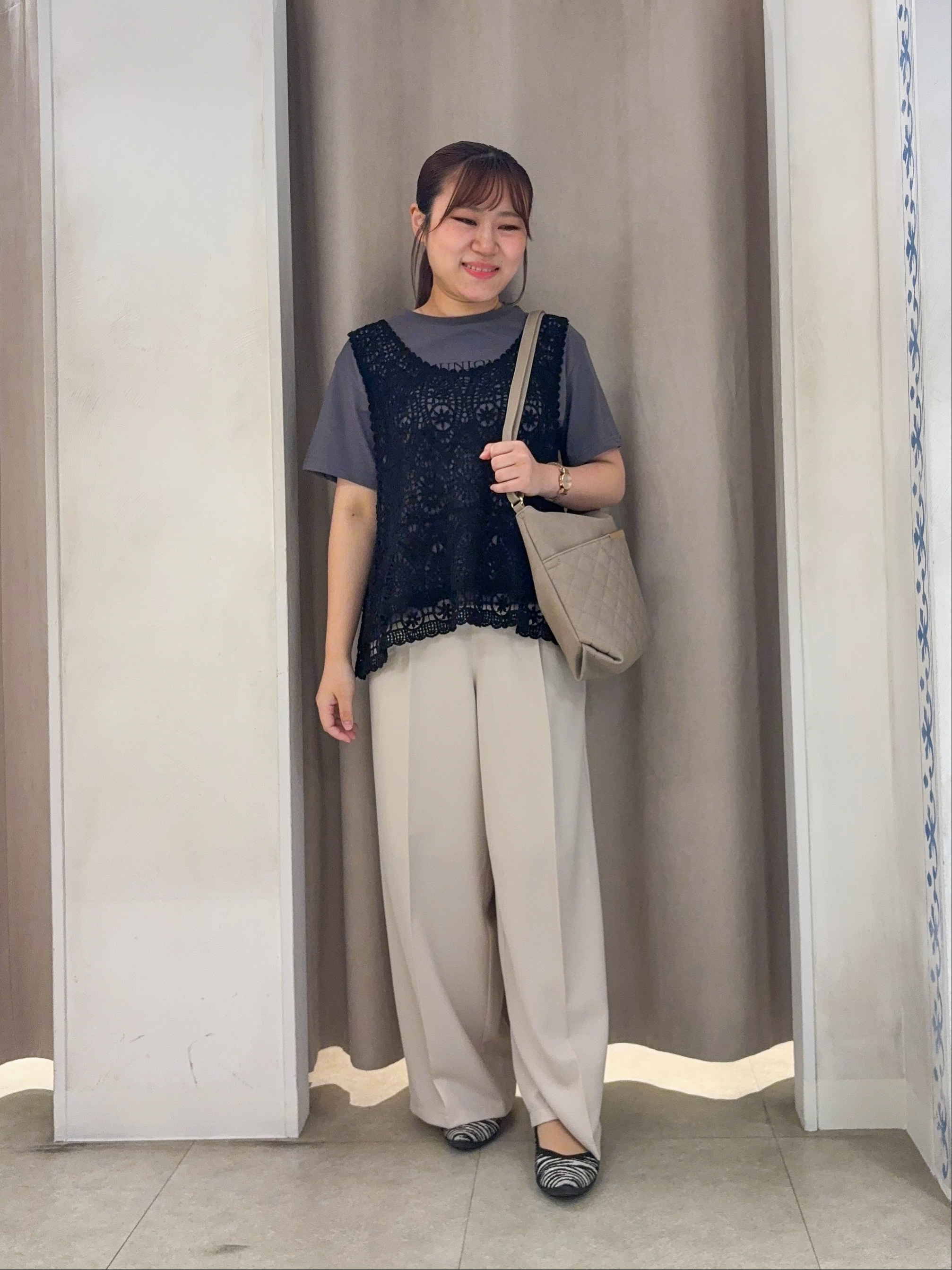 SO(R)Aさんの「SHOO･LA･RUE｜【ひんやり/UV/S-LL/洗濯機可】毛玉になりにくい 配色5分袖カーディガン」を使ったコーディネート