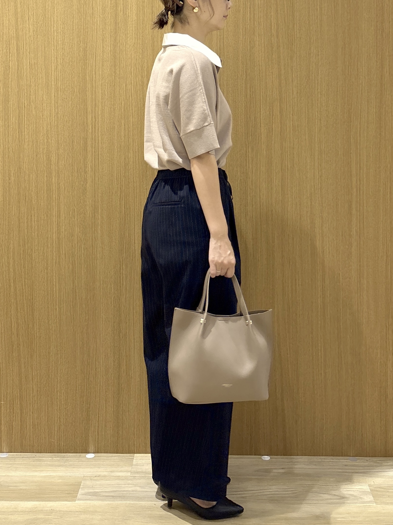 たけねぇさんの「OPAQUE.CLIP｜2WAY衿ドッキングニット《洗濯機OK》」を使ったコーディネート