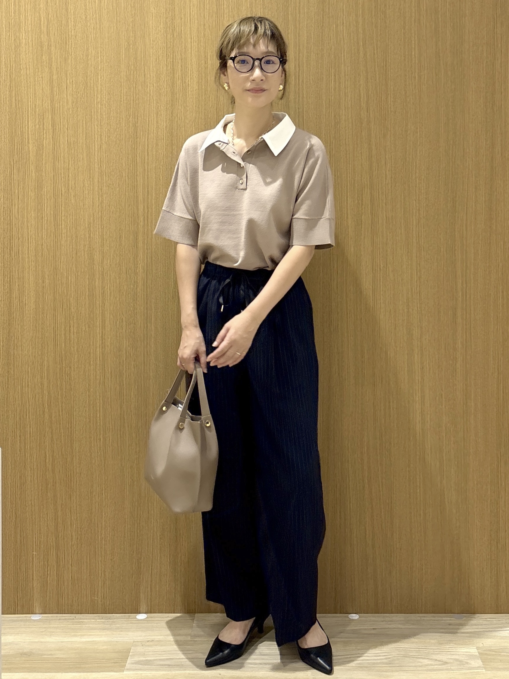 たけねぇさんの「OPAQUE.CLIP｜2WAY衿ドッキングニット《洗濯機OK》」を使ったコーディネート