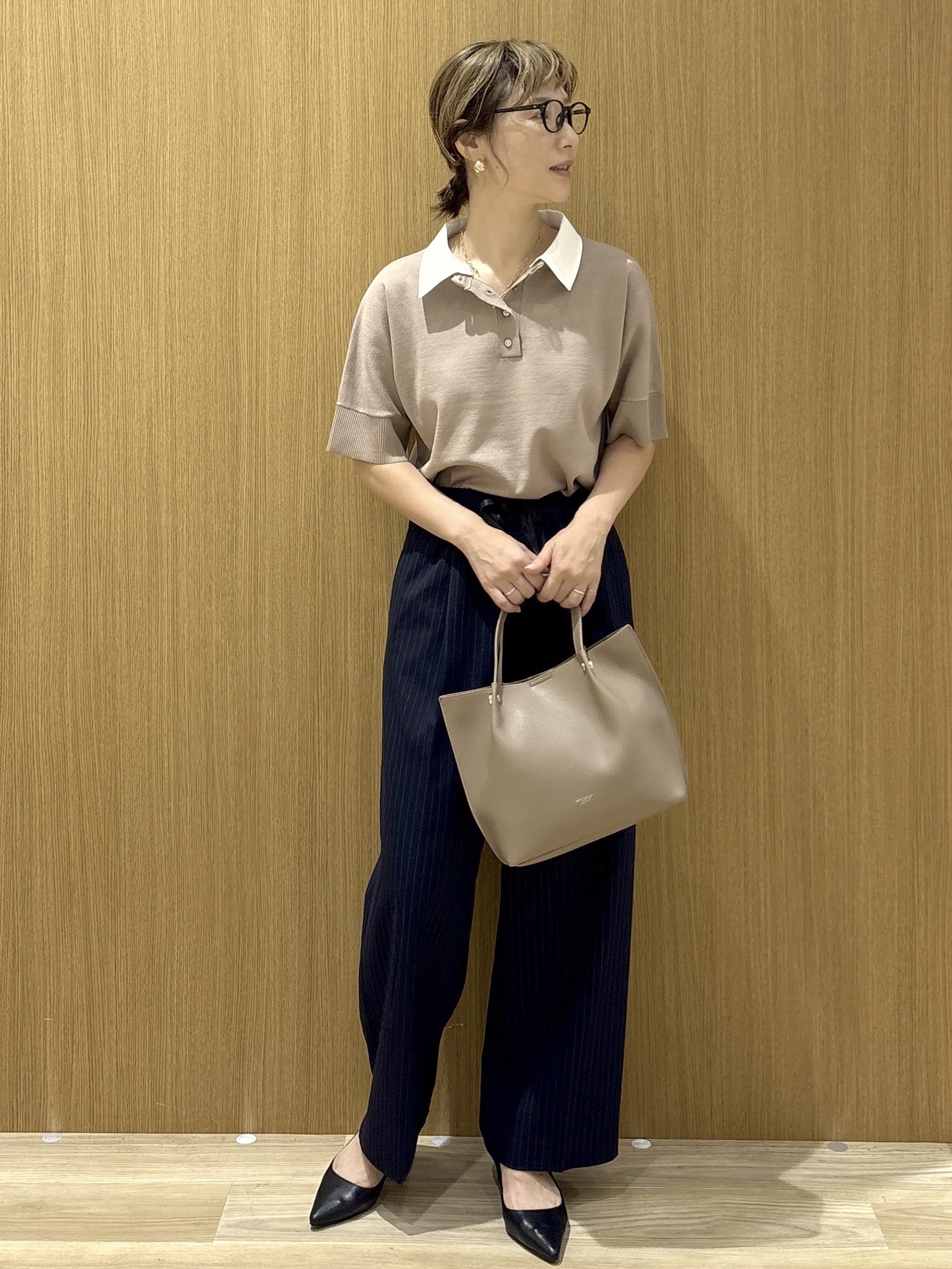 たけねぇさんの「OPAQUE.CLIP｜2WAY衿ドッキングニット《洗濯機OK》」を使ったコーディネート