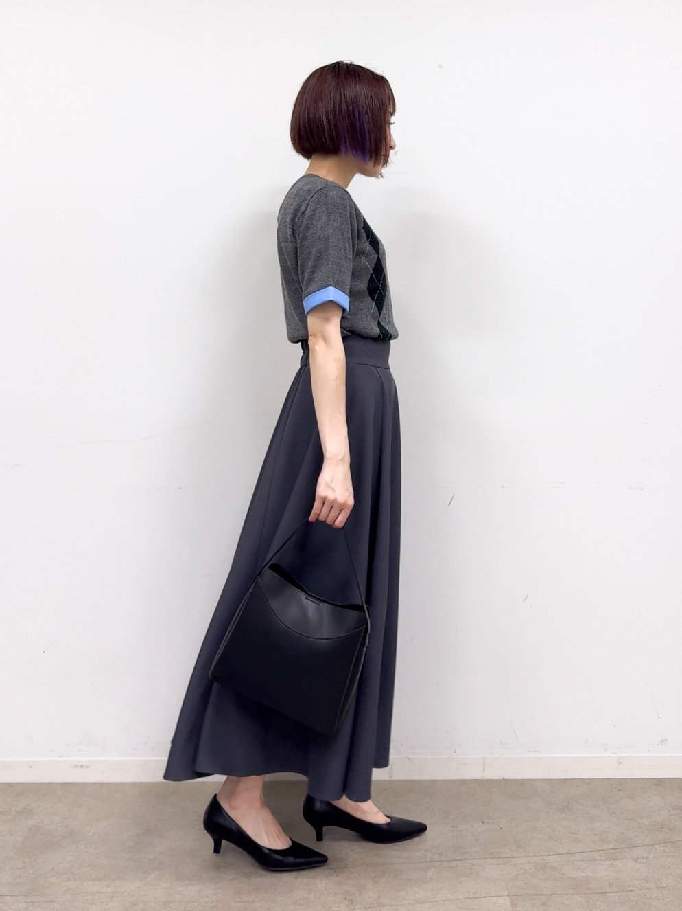 𝐜𝐡𝐢𝐤𝐚さんの「THE SHOP TK｜POLO BCS/アーガイル5分袖ニット」を使ったコーディネート
