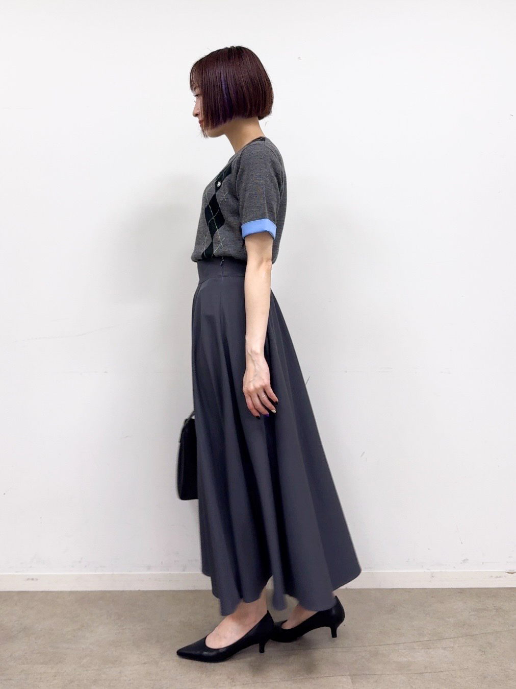 𝐜𝐡𝐢𝐤𝐚さんの「THE SHOP TK｜POLO BCS/アーガイル5分袖ニット」を使ったコーディネート