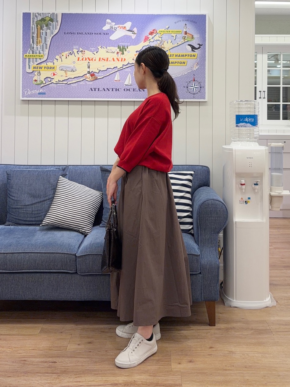 Ayakaさんの「Dessin｜【UVカット/マシンウォッシャブル】6分袖配色ニット」を使ったコーディネート