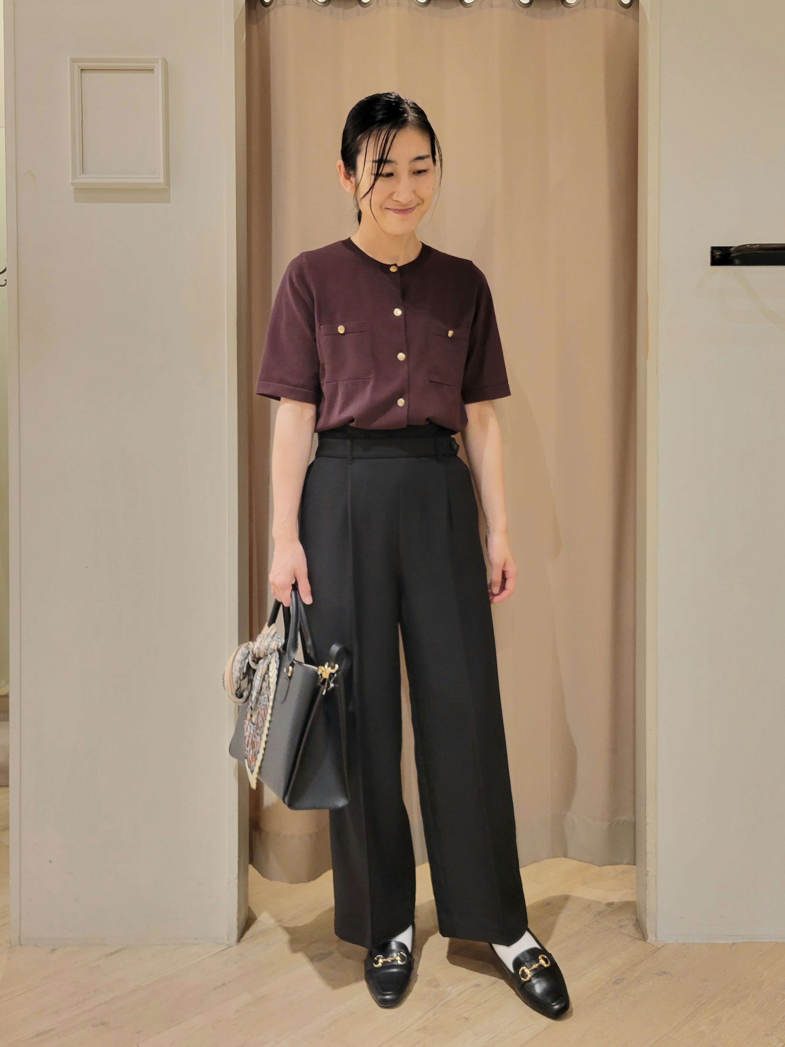 いそさんの「grove｜【選べる着丈/UVカット/接触冷感etc】センタープレス取れにくいワイドパンツ」を使ったコーディネート