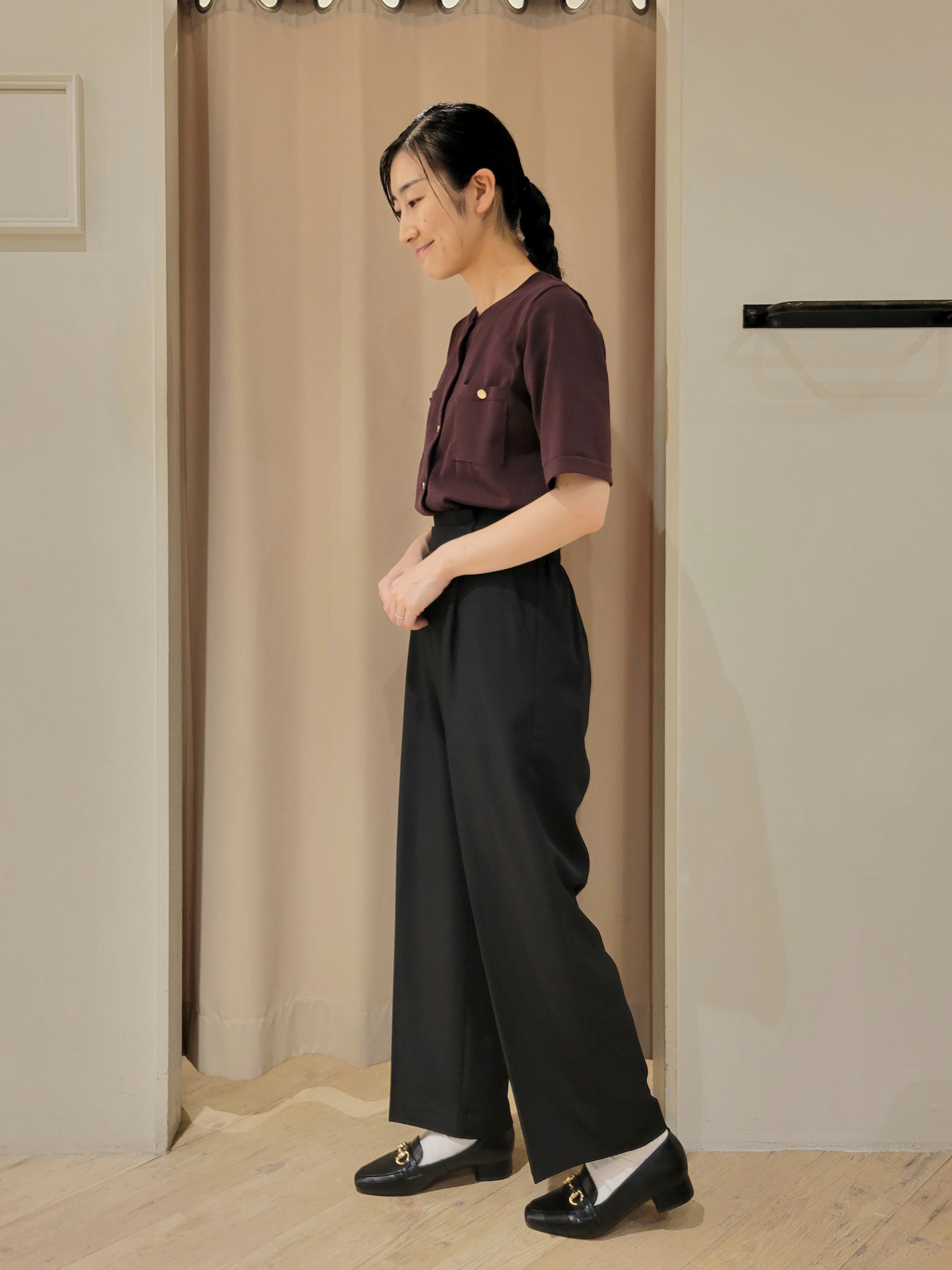 いそさんの「grove｜【選べる着丈/UVカット/接触冷感etc】センタープレス取れにくいワイドパンツ」を使ったコーディネート